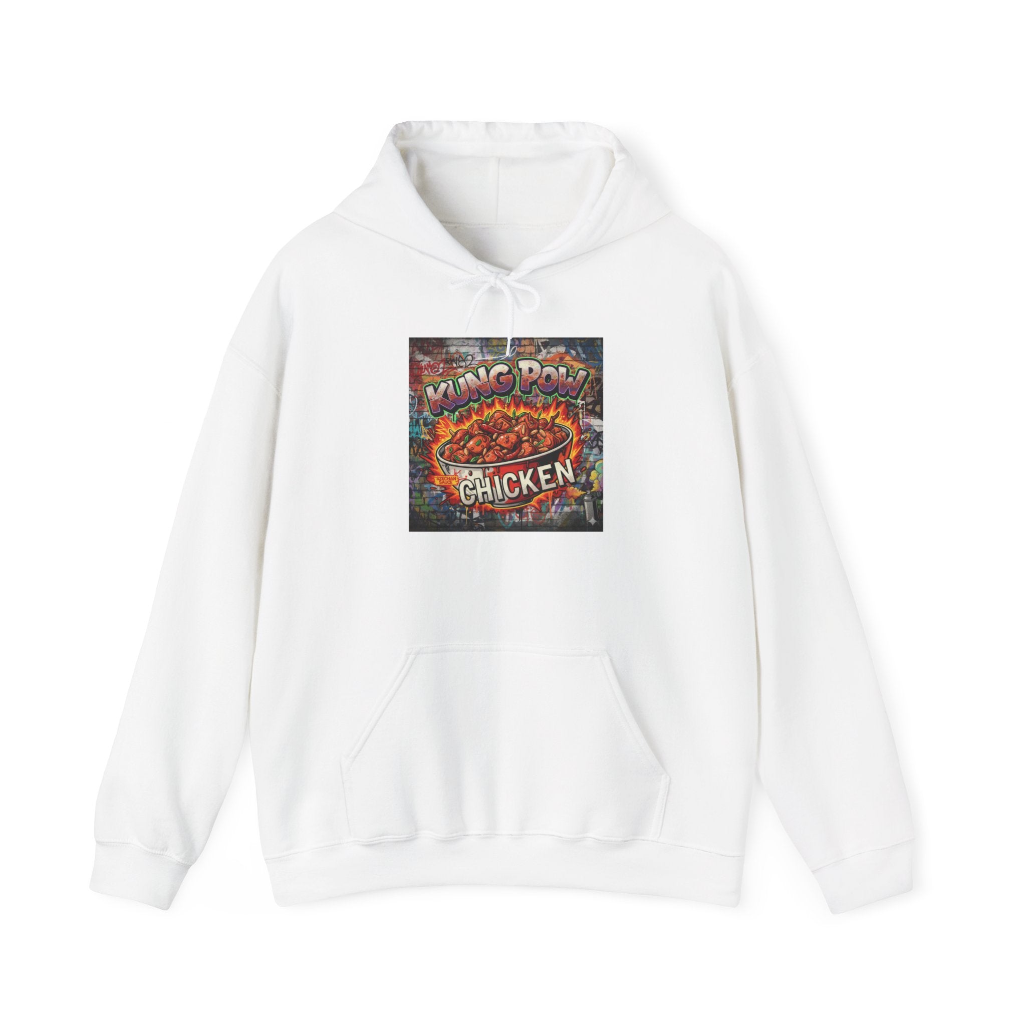 Spicy Kung Pao Chicken Hoodie — Vintage Chinese Takeout Food Graphic Sweatshirt