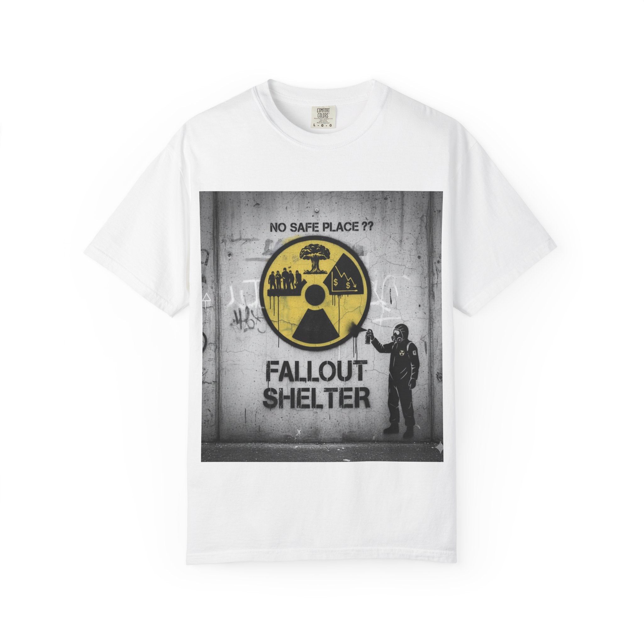 Fallout Shelter Graffiti T-shirt | Nuclear Warning Sign, Urban Street Art