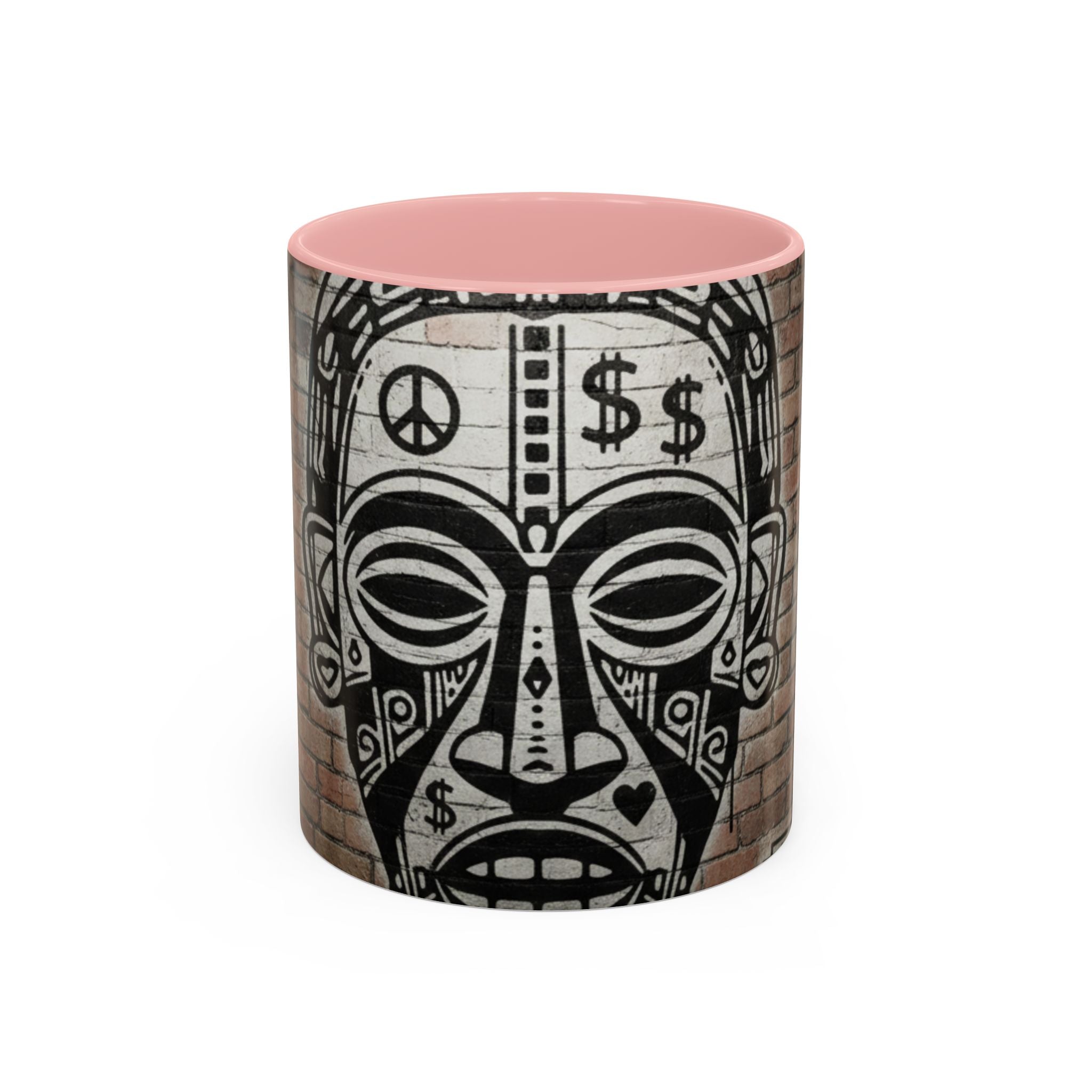 Tribal Mask Street Art Accent Coffee Mug — Graffiti Skull Design (11/15oz)