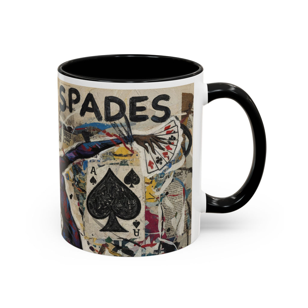 Queen of Spades Art Coffee Mug — Afrocentric Playing Card Design (11/15 oz)