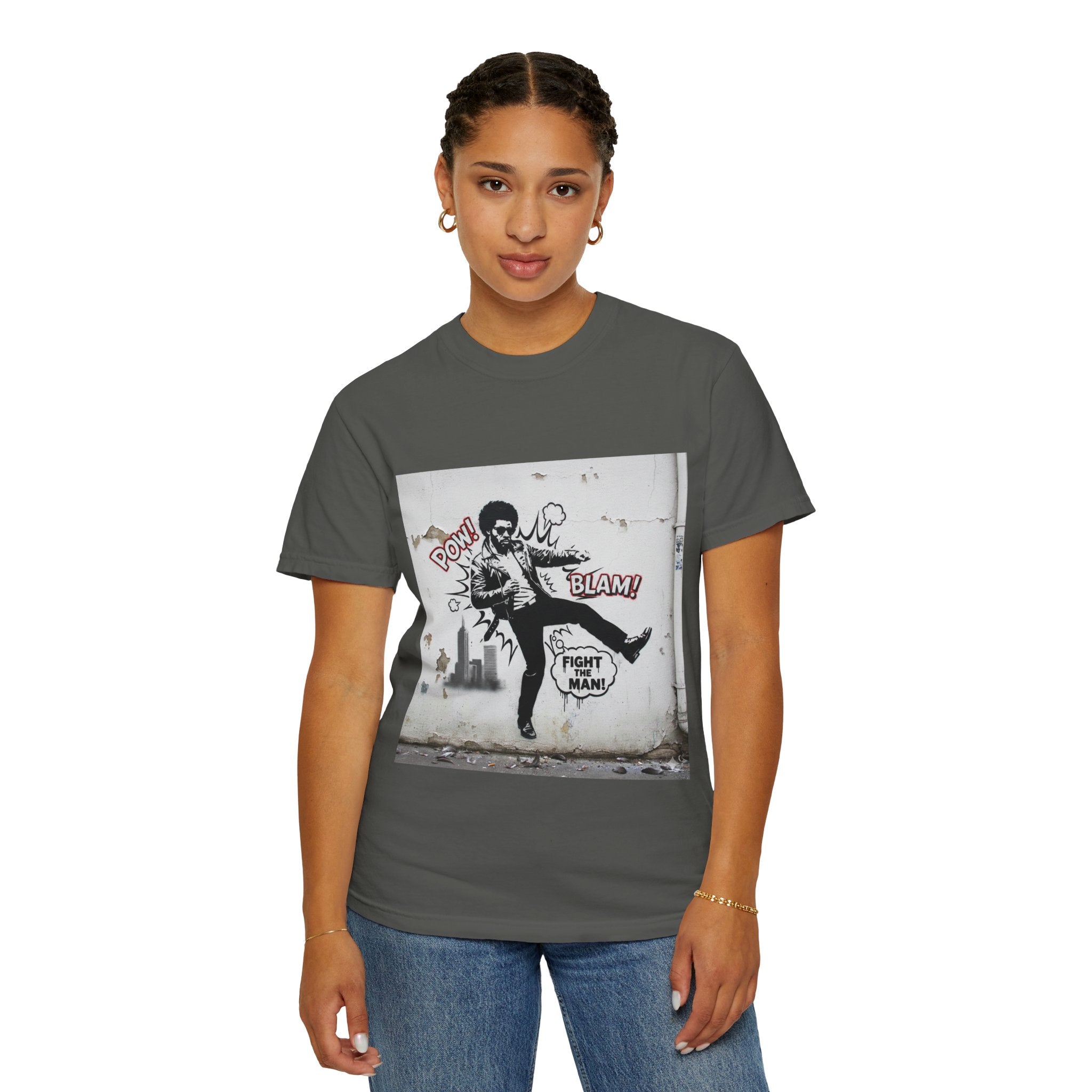Fight the Man Graphic T-Shirt — Retro Comic Street Art Tee