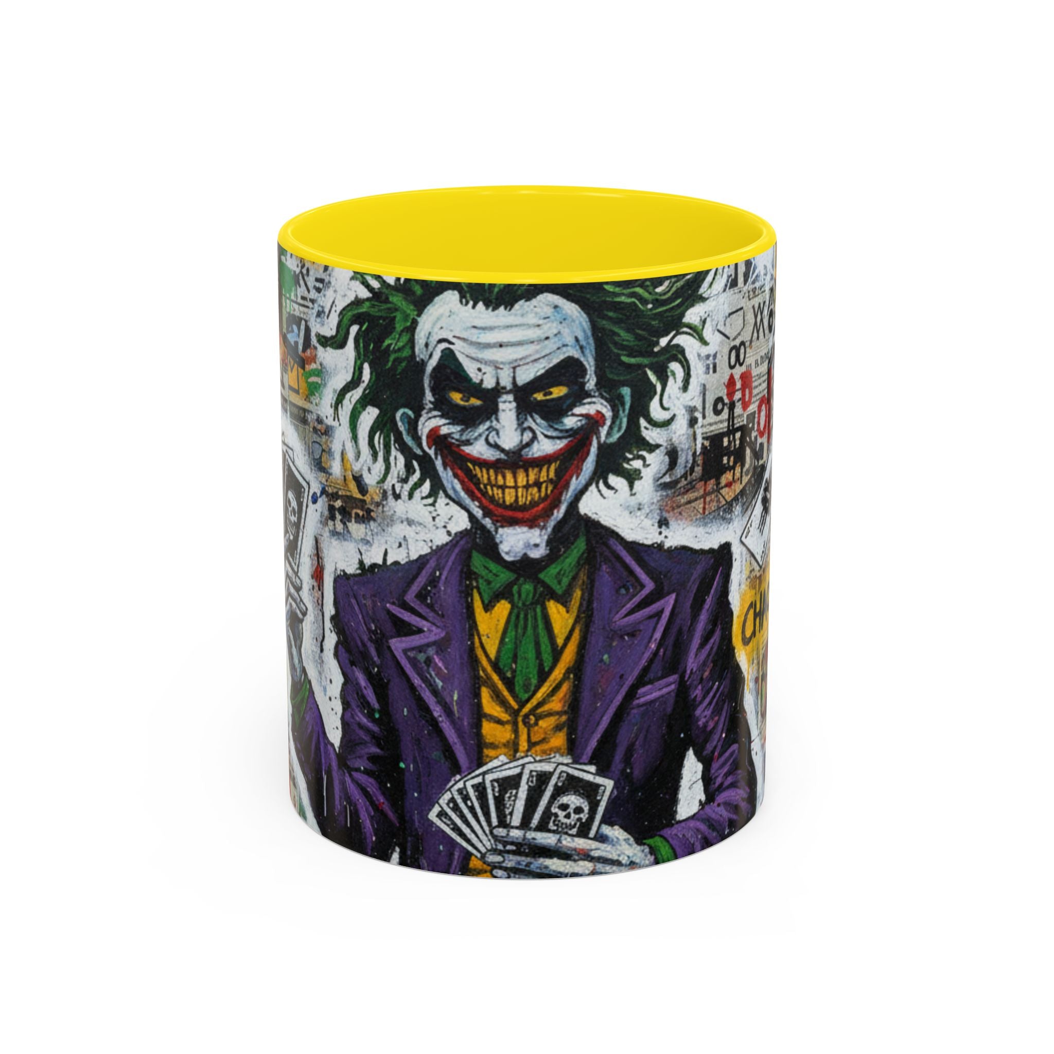 Joker Graffiti Accent Coffee Mug – Street Art Batman Villain Design (11/15 oz)