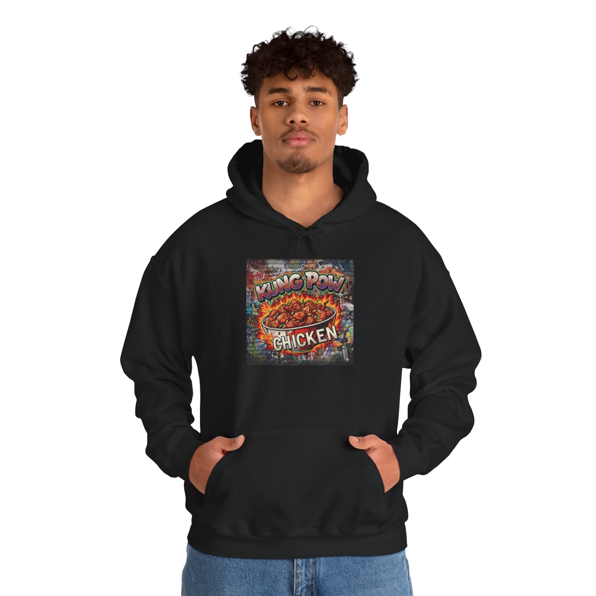 Spicy Kung Pao Chicken Hoodie — Vintage Chinese Takeout Food Graphic Sweatshirt