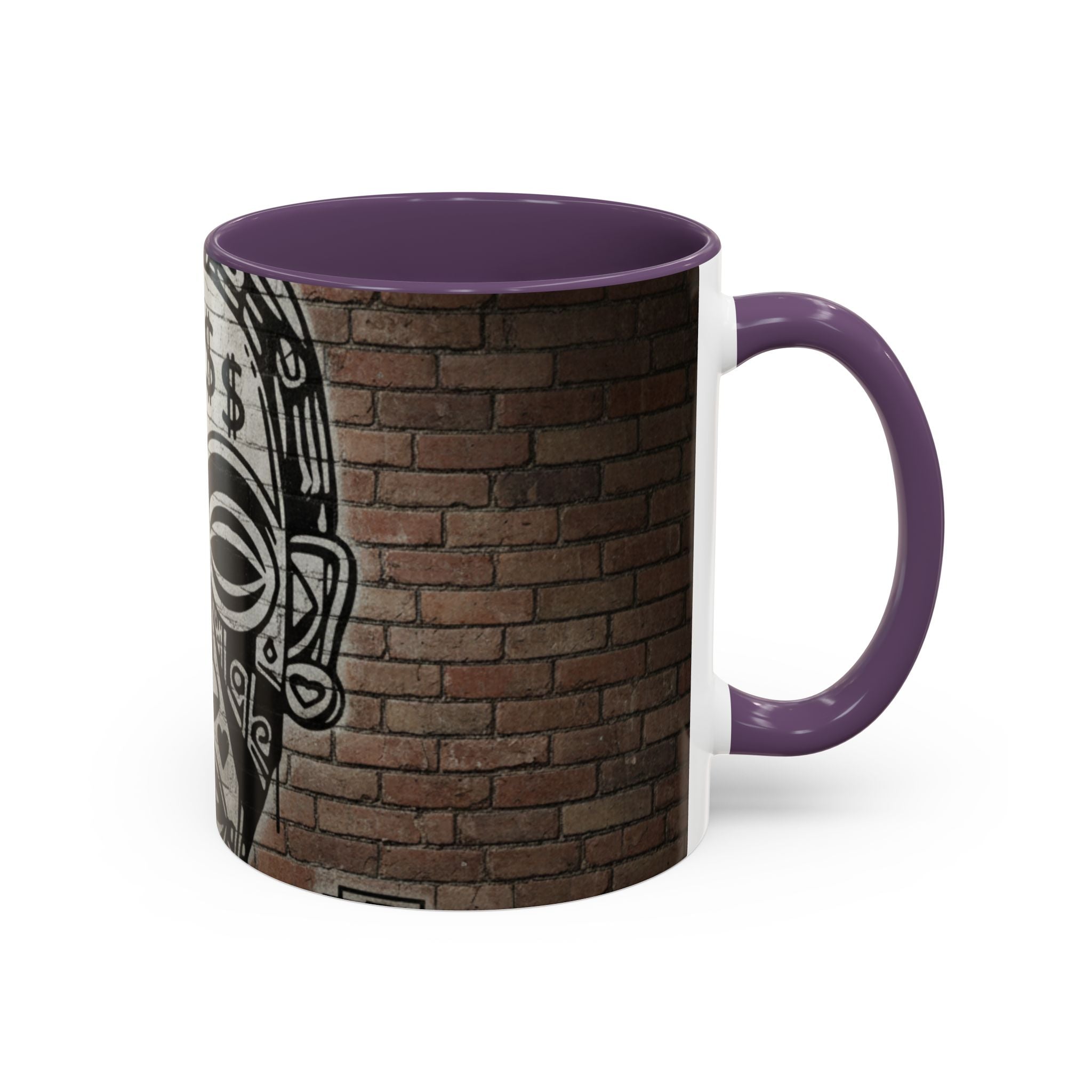 Tribal Mask Street Art Accent Coffee Mug — Graffiti Skull Design (11/15oz)