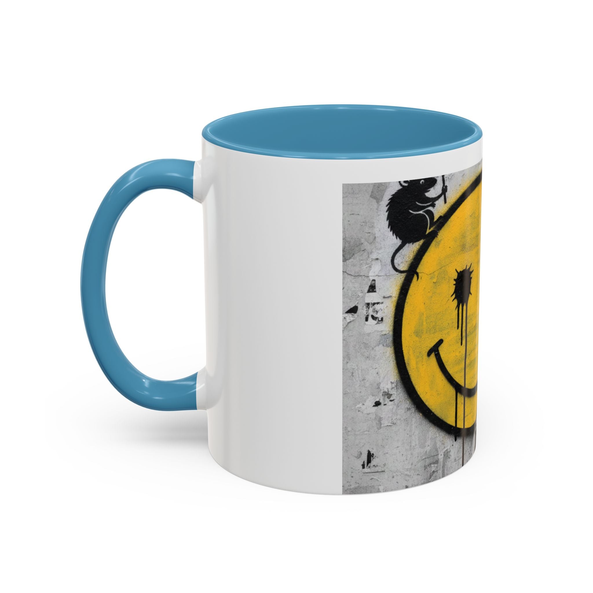 Graffiti Smiley Accent Coffee Mug – Dripping Eyes Street Art Design (11/15oz)