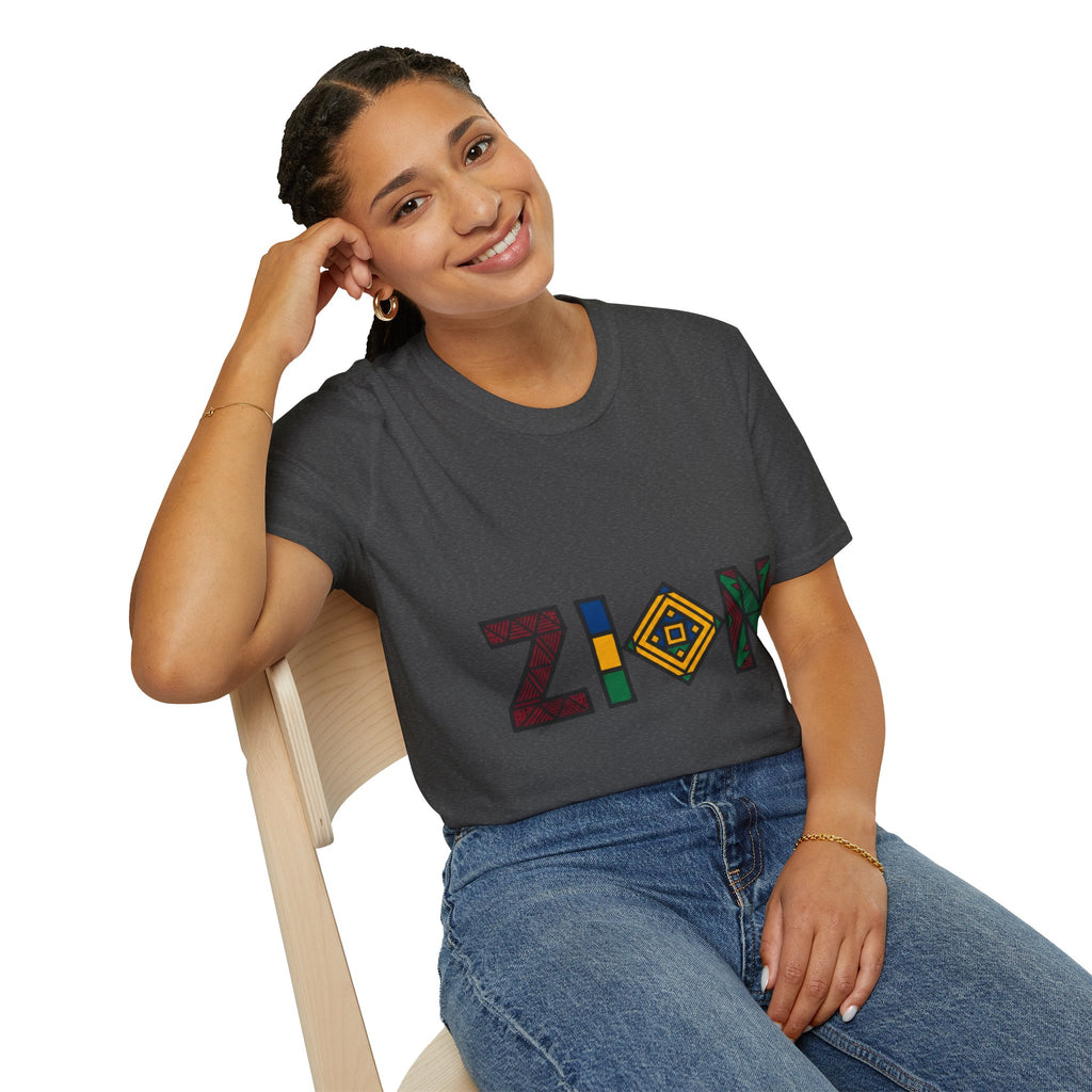 Zion Afrocentric Graphic T-Shirt — Bold Tribal Lettering