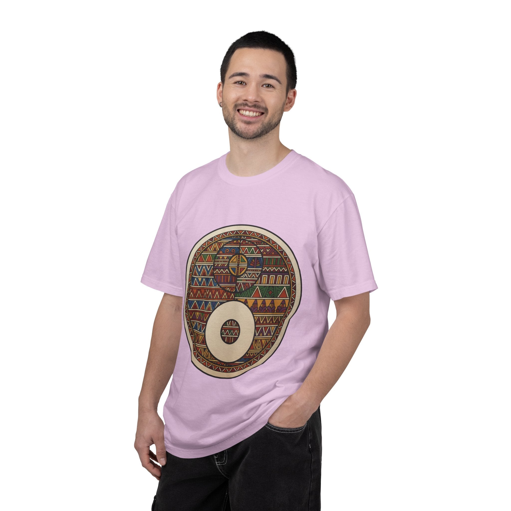Aztec Drum Graphic T-Shirt — Tribal Pattern Music Tee