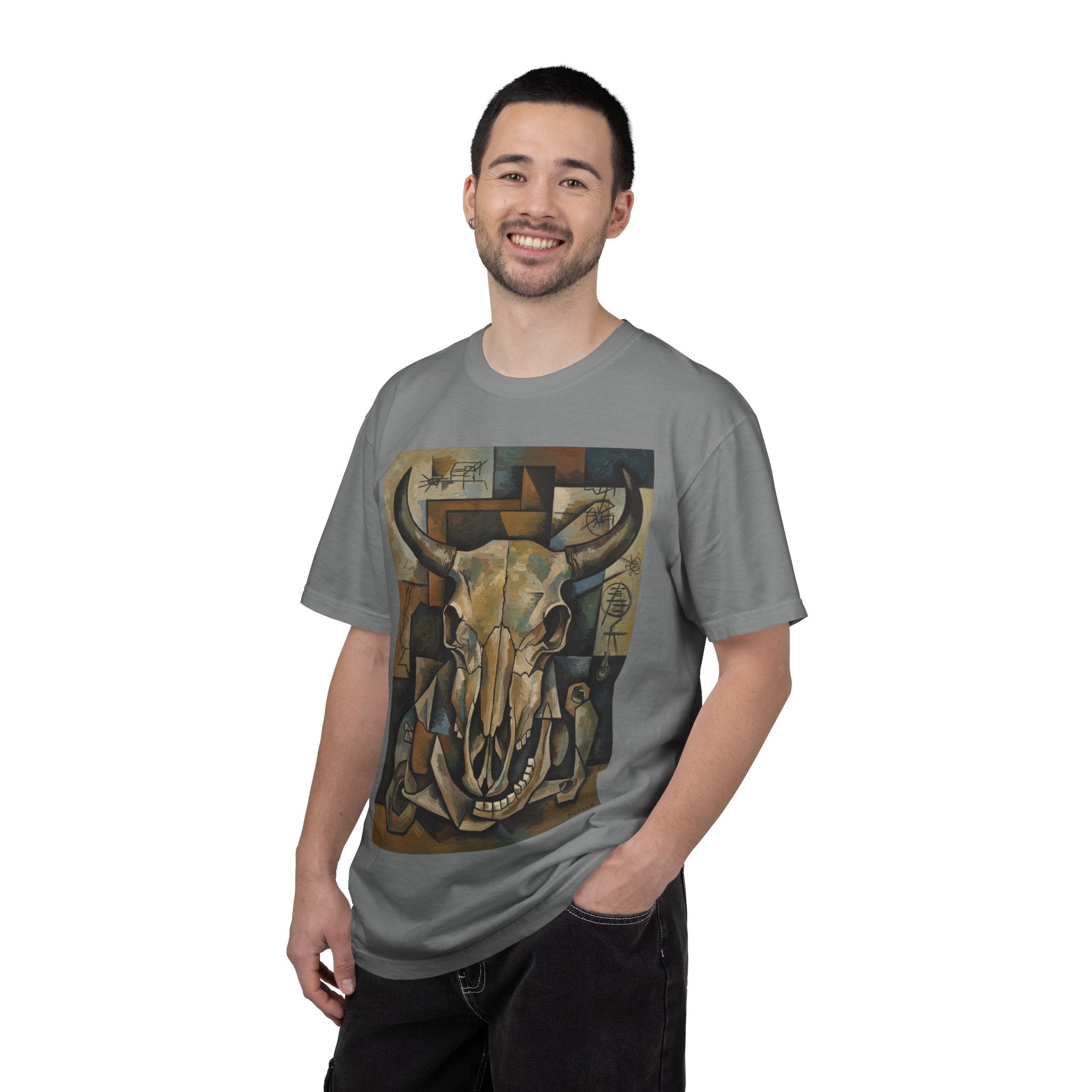 Bull Skull Art T-Shirt — Southwestern Cubist Skull Graphic Tee