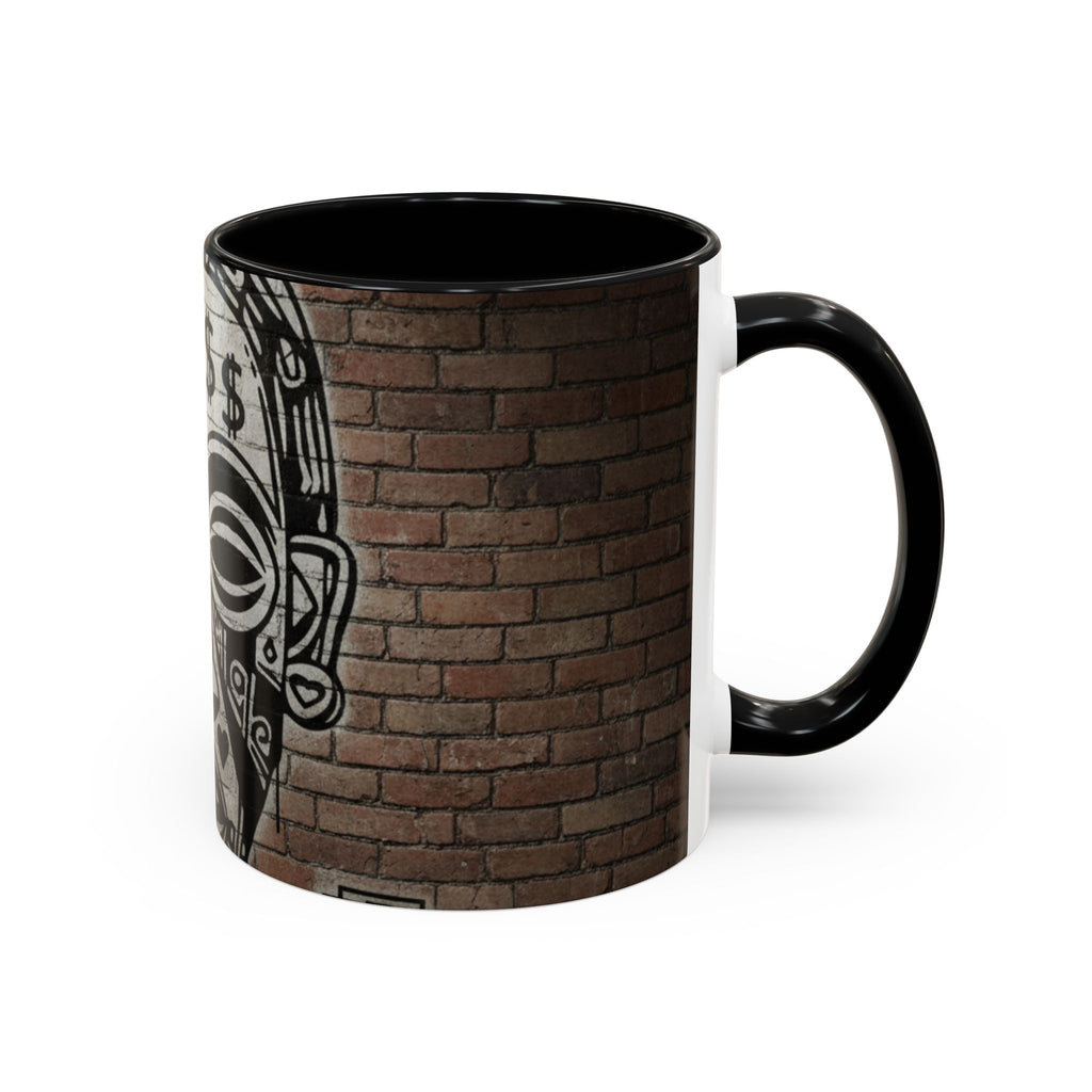 Tribal Mask Street Art Accent Coffee Mug — Graffiti Skull Design (11/15oz)
