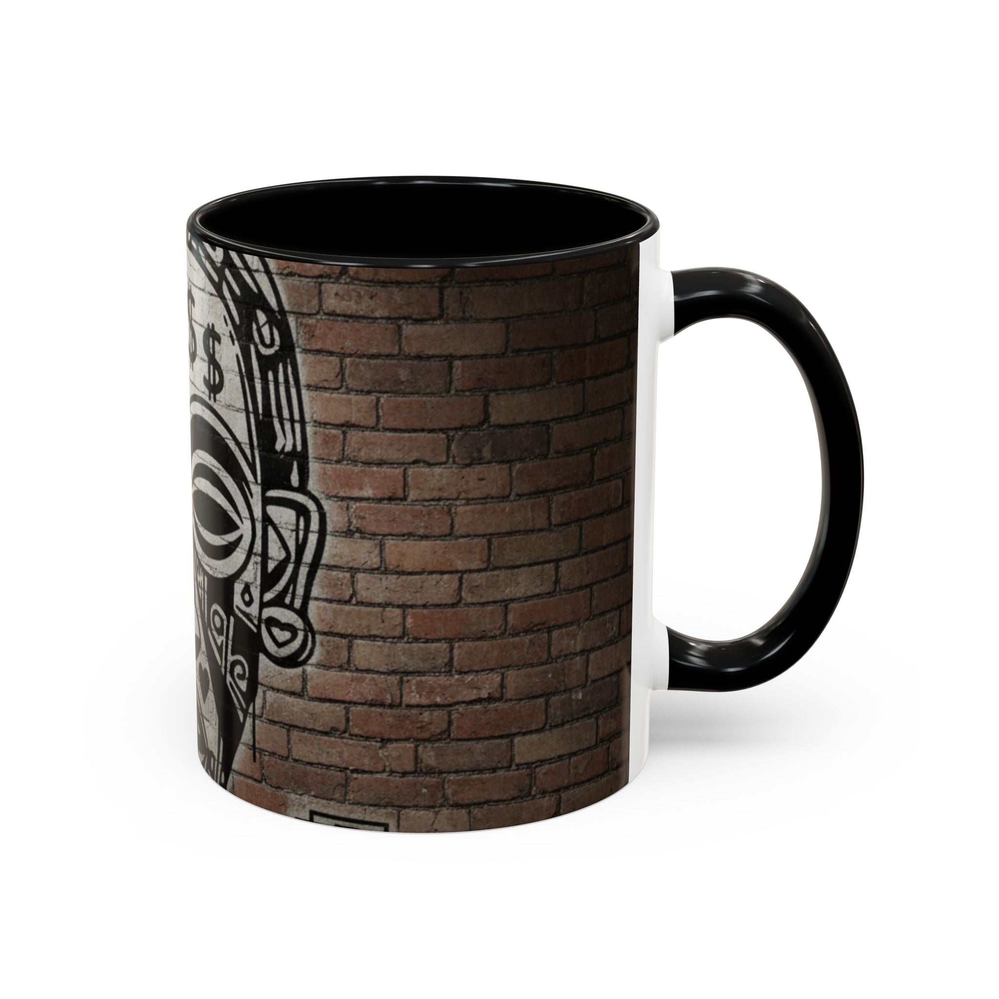 Tribal Mask Street Art Accent Coffee Mug — Graffiti Skull Design (11/15oz)