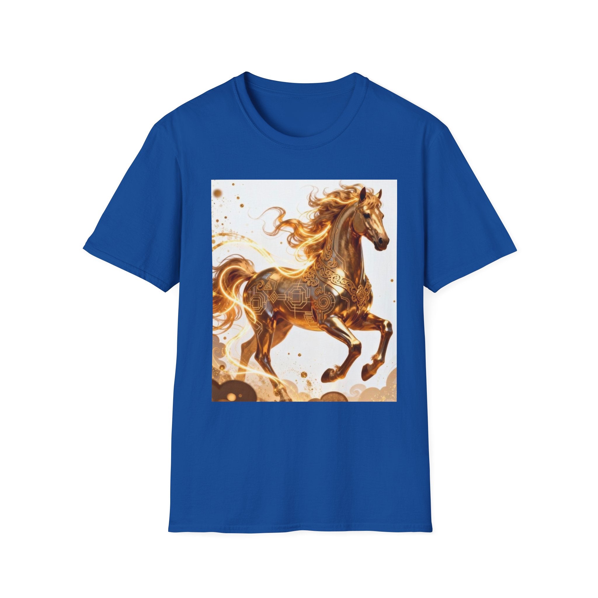 Golden Gallop Horse T-Shirt — Metallic Foil Stallion Graphic Tee