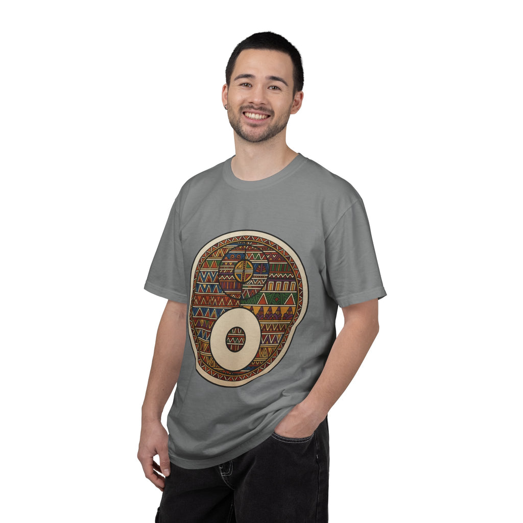 Aztec Drum Graphic T-Shirt — Tribal Pattern Music Tee