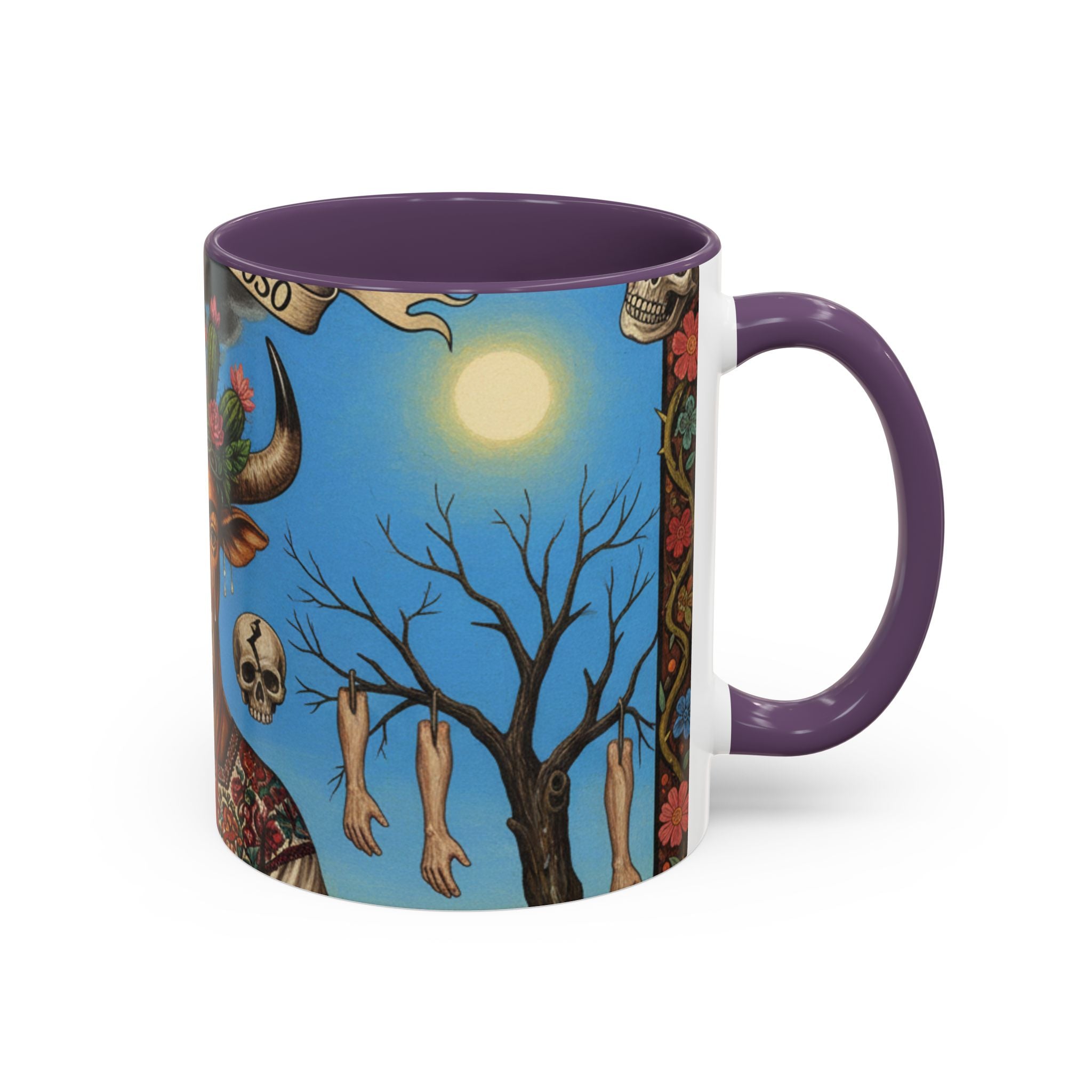 Surreal Folk Art Accent Mug — Cow Deity Holding Heart (11/15oz)