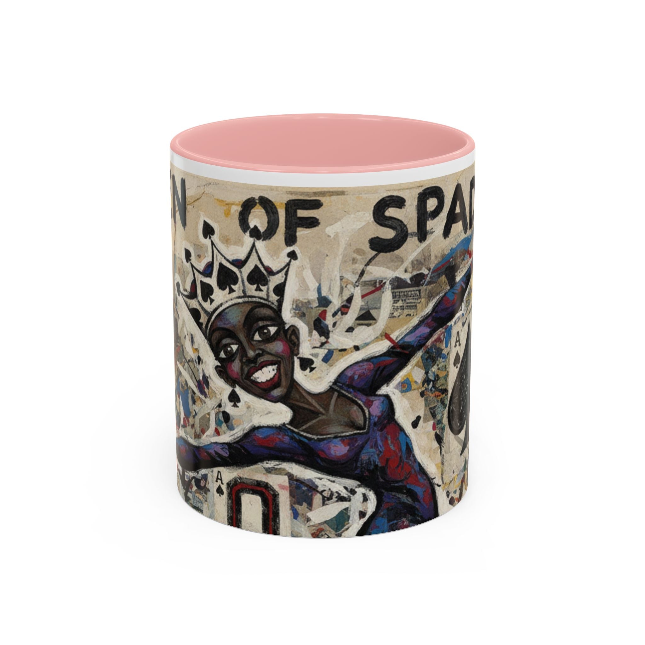 Queen of Spades Art Coffee Mug — Afrocentric Playing Card Design (11/15 oz)
