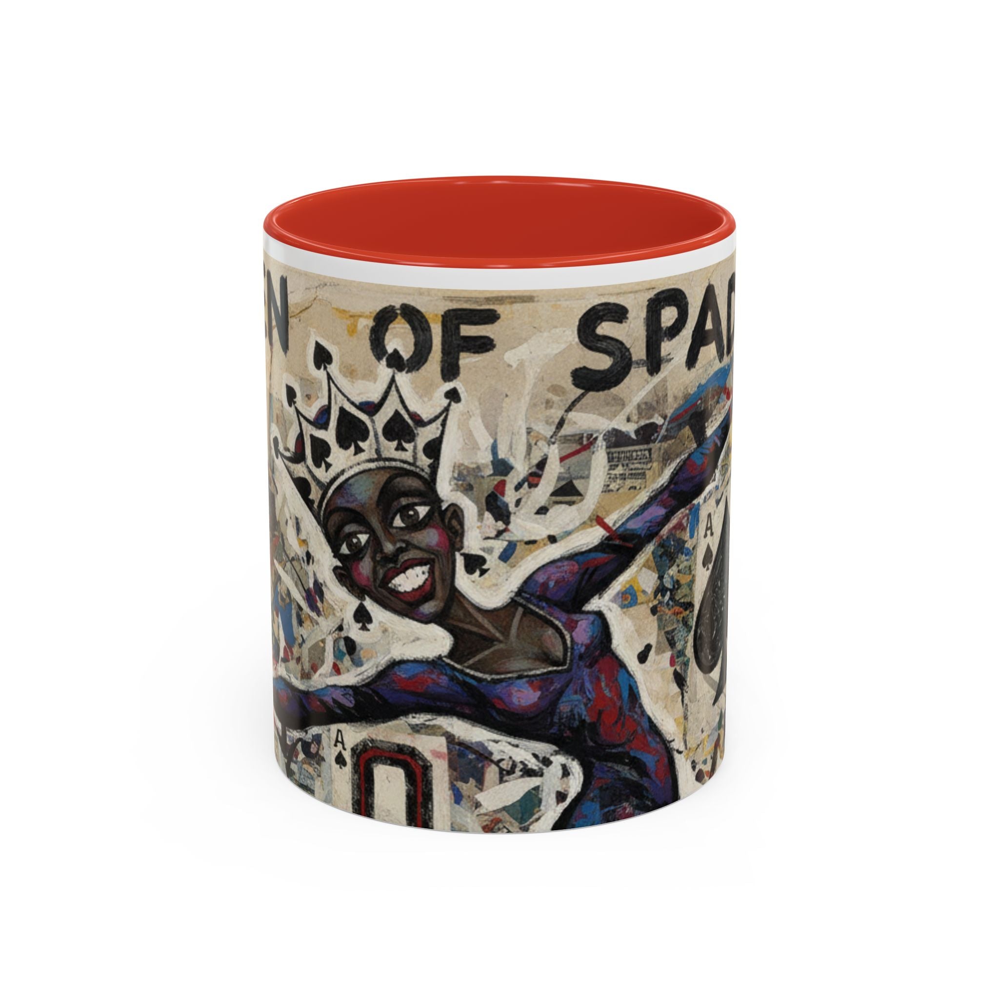 Queen of Spades Art Coffee Mug — Afrocentric Playing Card Design (11/15 oz)
