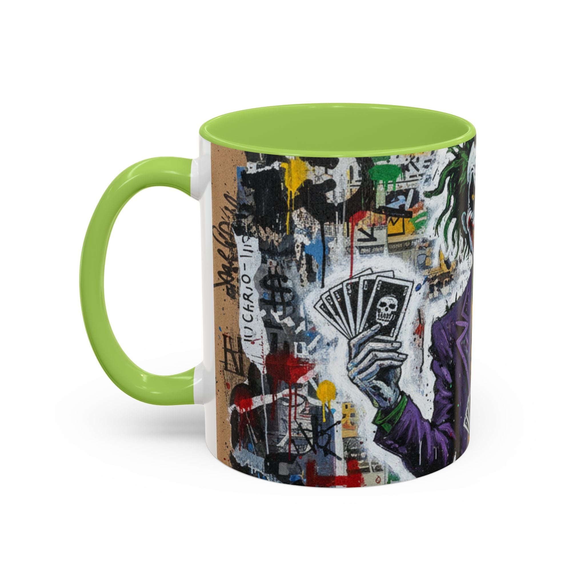Joker Graffiti Accent Coffee Mug – Street Art Batman Villain Design (11/15 oz)