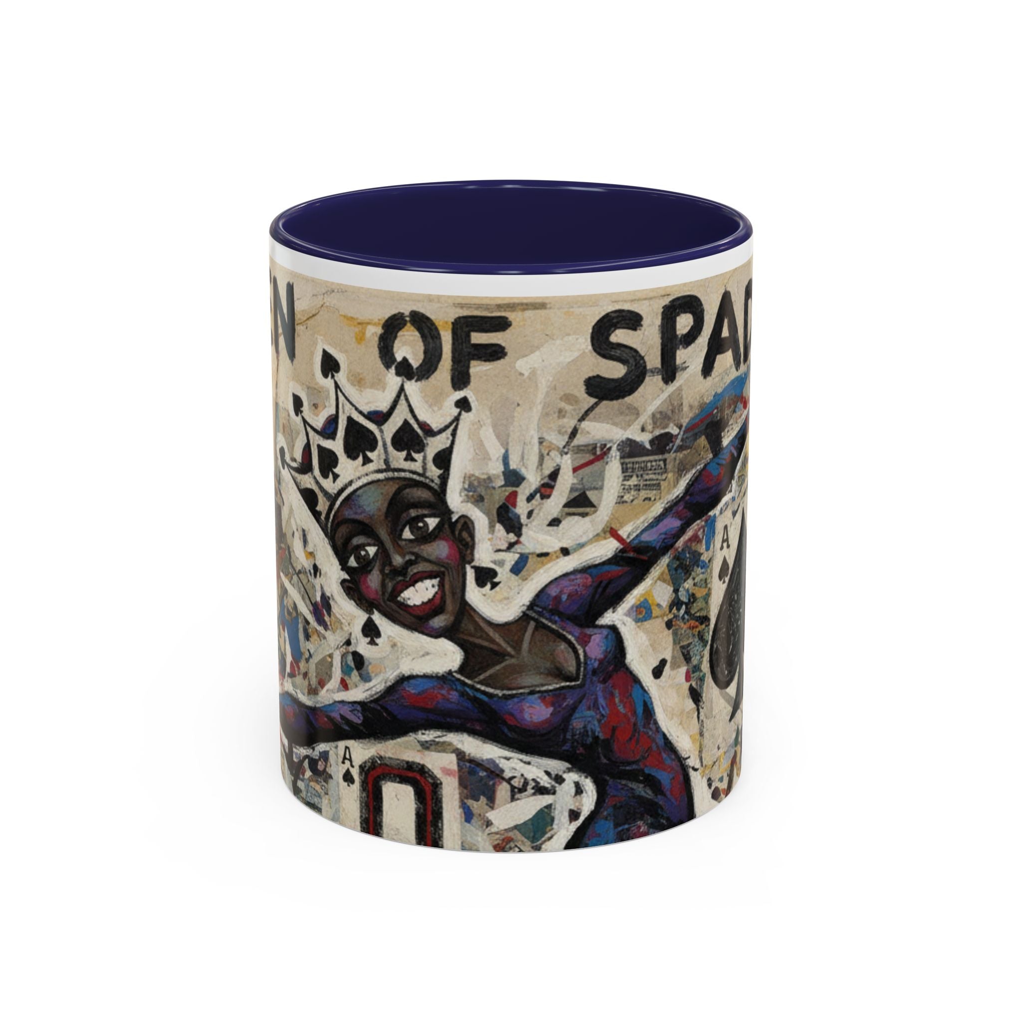 Queen of Spades Art Coffee Mug — Afrocentric Playing Card Design (11/15 oz)