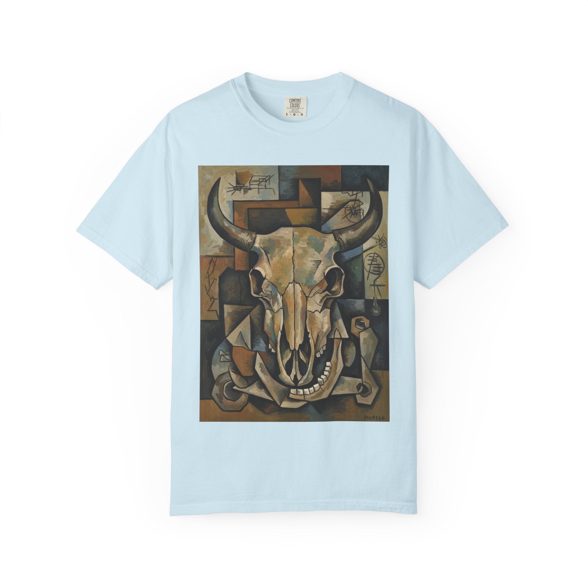 Bull Skull Art T-Shirt — Southwestern Cubist Skull Graphic Tee