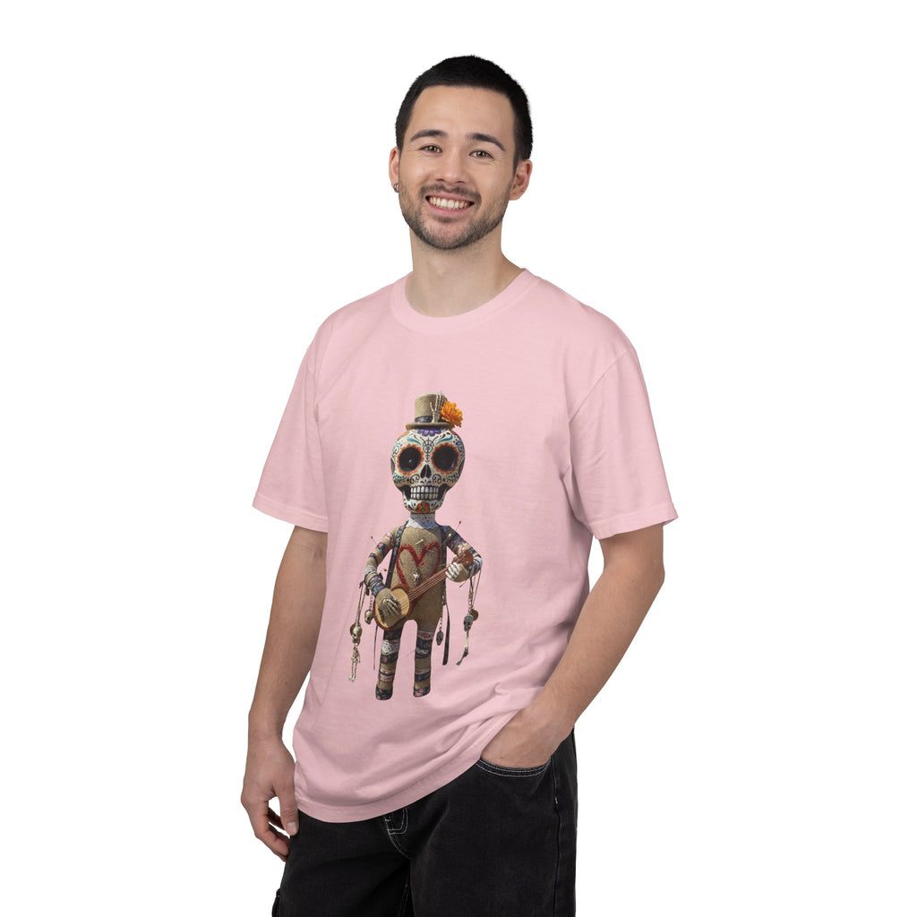 Day of the Dead Sugar Skull Doll T-Shirt — Skeleton Maraca Musician Tee
