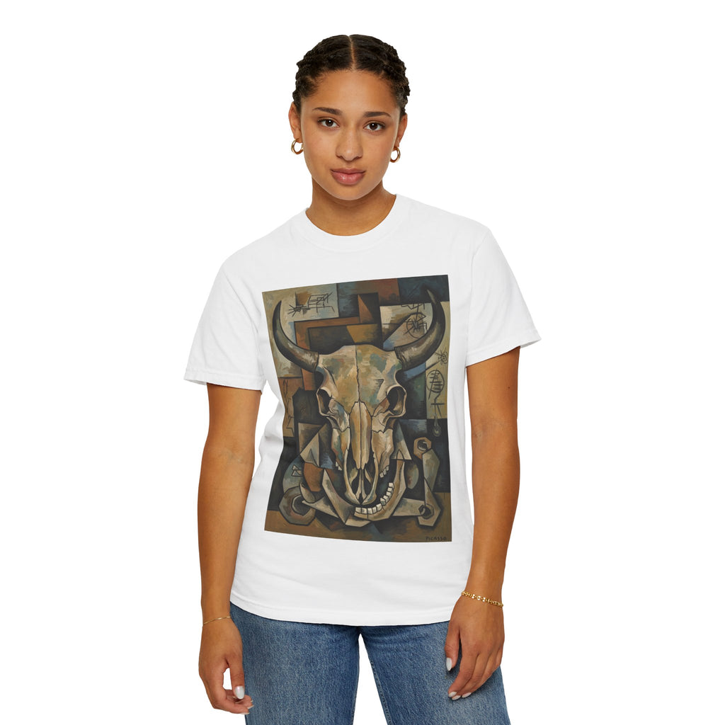 Bull Skull Art T-Shirt — Southwestern Cubist Skull Graphic Tee
