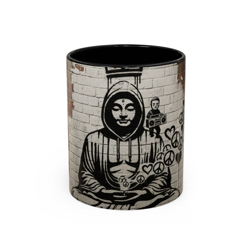 Buddha Street Art Accent Coffee Mug — Graffiti Meditation Design