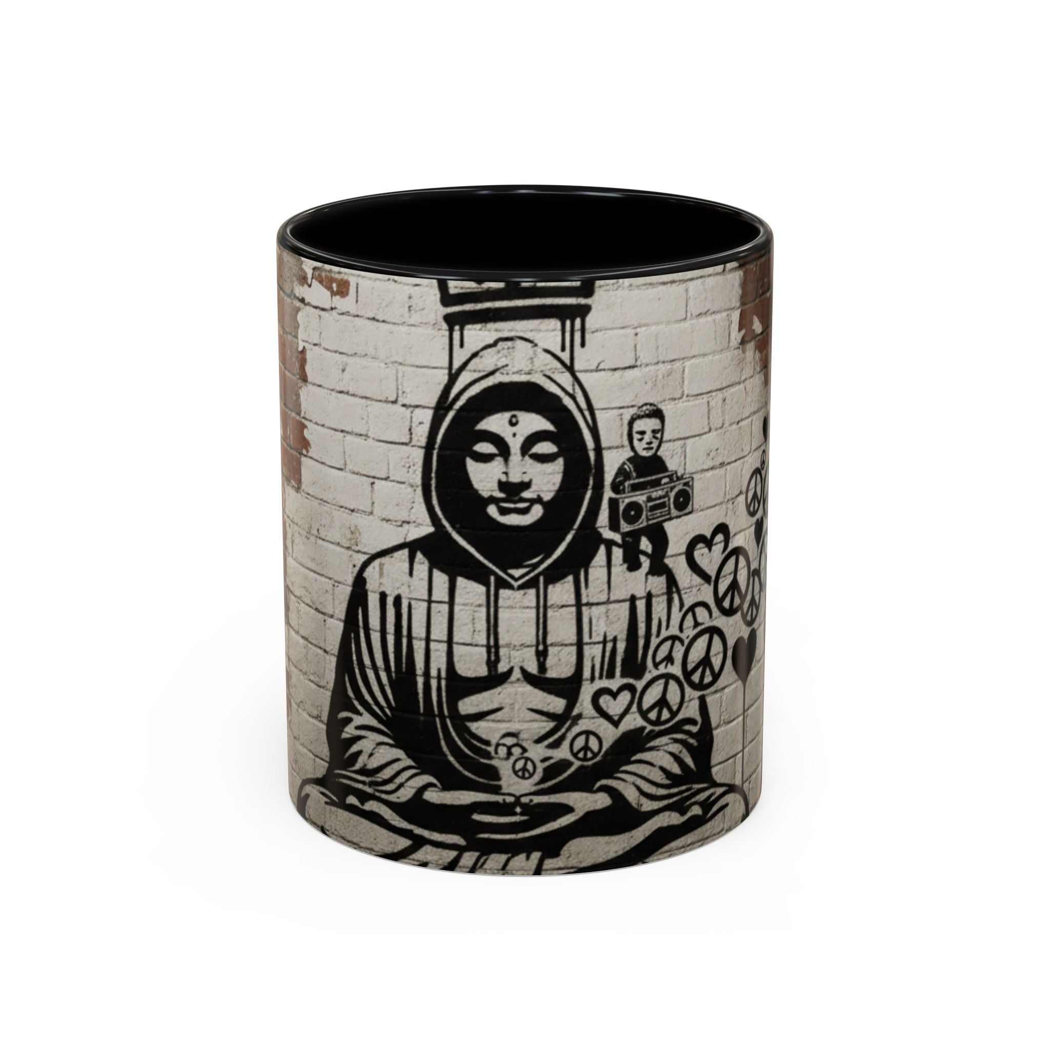 Buddha Street Art Accent Coffee Mug — Graffiti Meditation Design