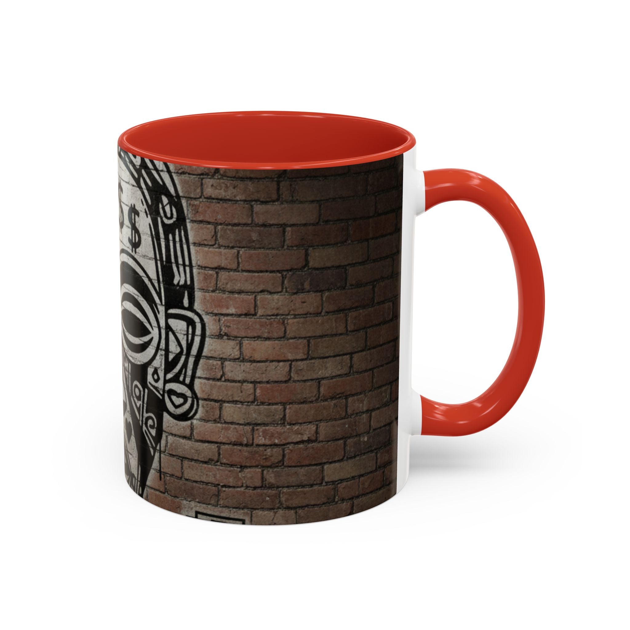 Tribal Mask Street Art Accent Coffee Mug — Graffiti Skull Design (11/15oz)