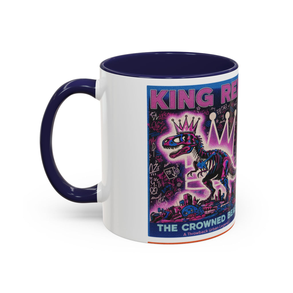 King Rex Pop-Art Coffee Mug — Retro Dinosaur Poster Accent Mug (11/15oz)