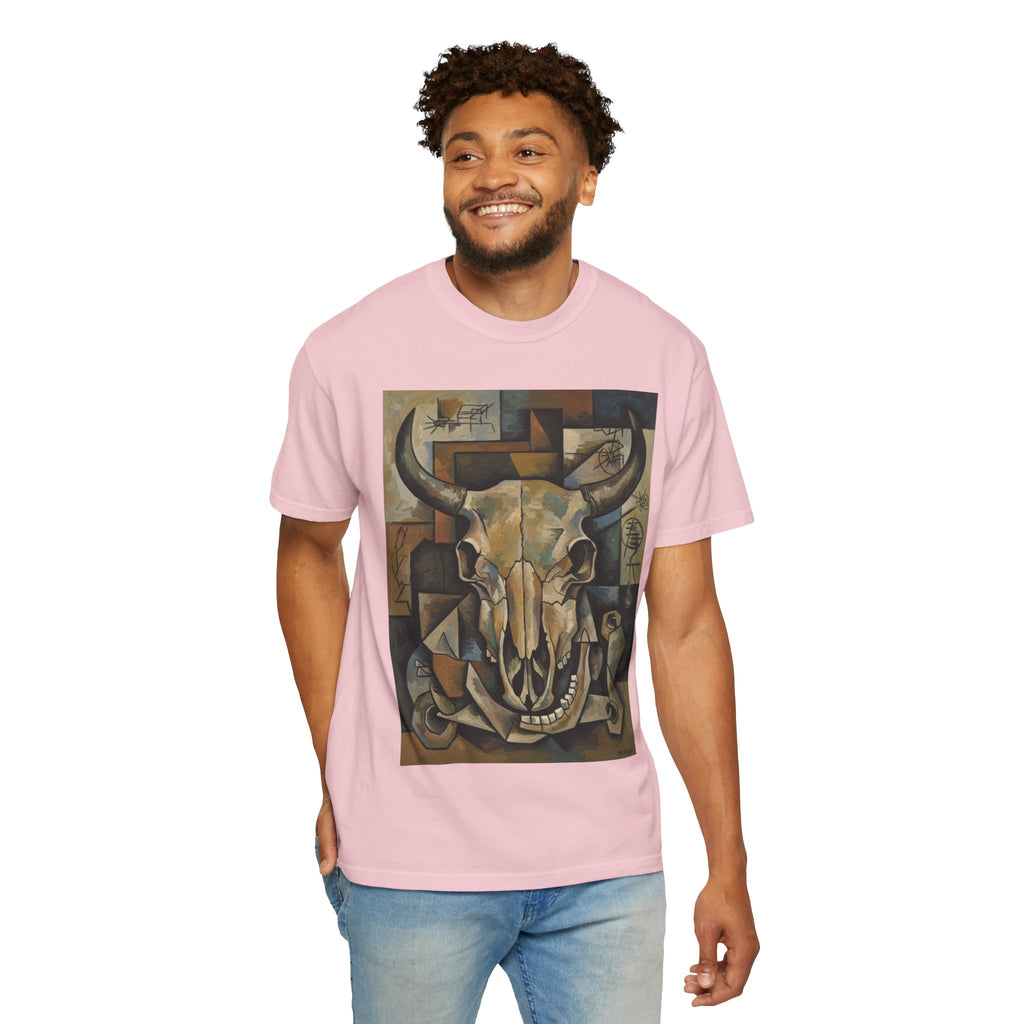Bull Skull Art T-Shirt — Southwestern Cubist Skull Graphic Tee