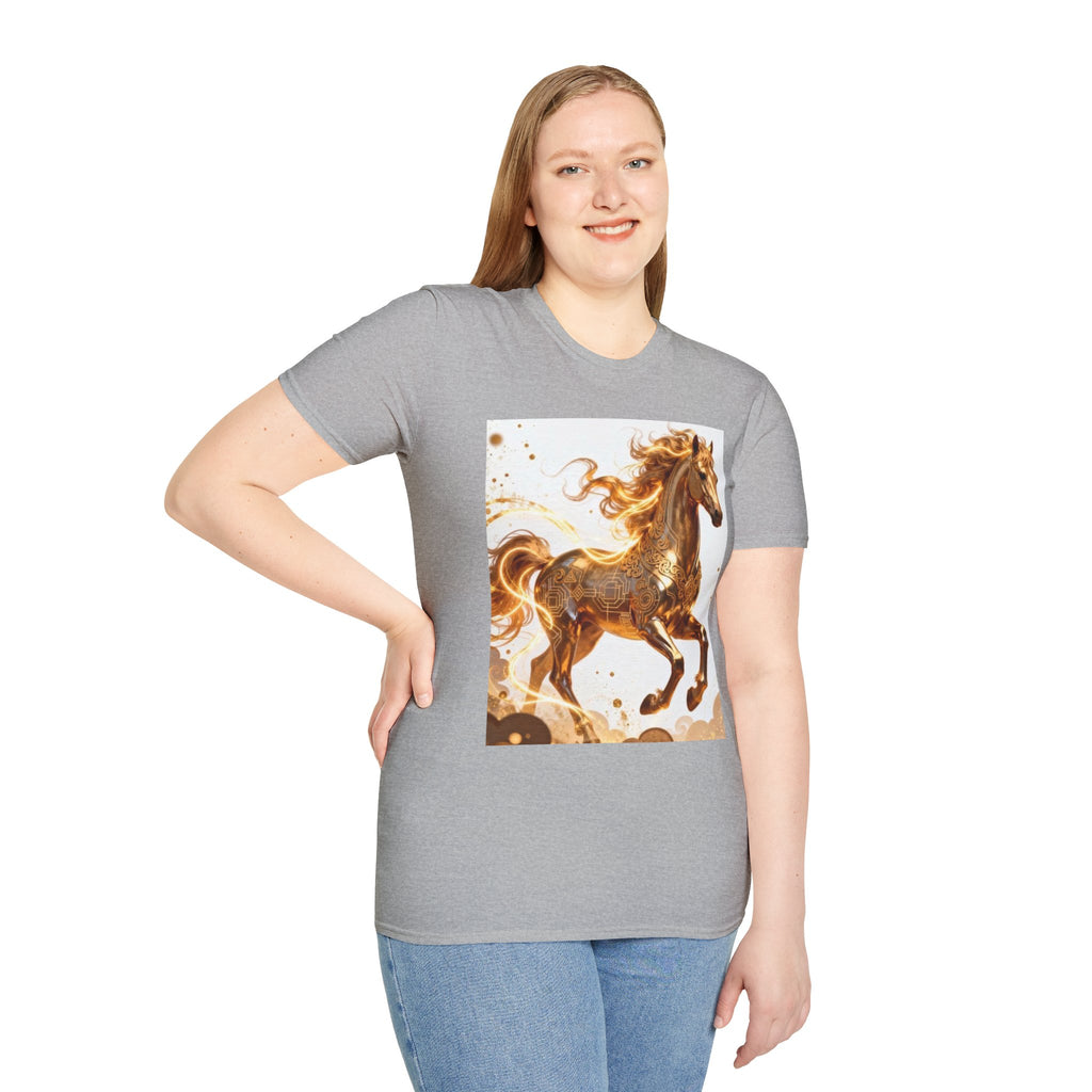 Golden Gallop Horse T-Shirt — Metallic Foil Stallion Graphic Tee