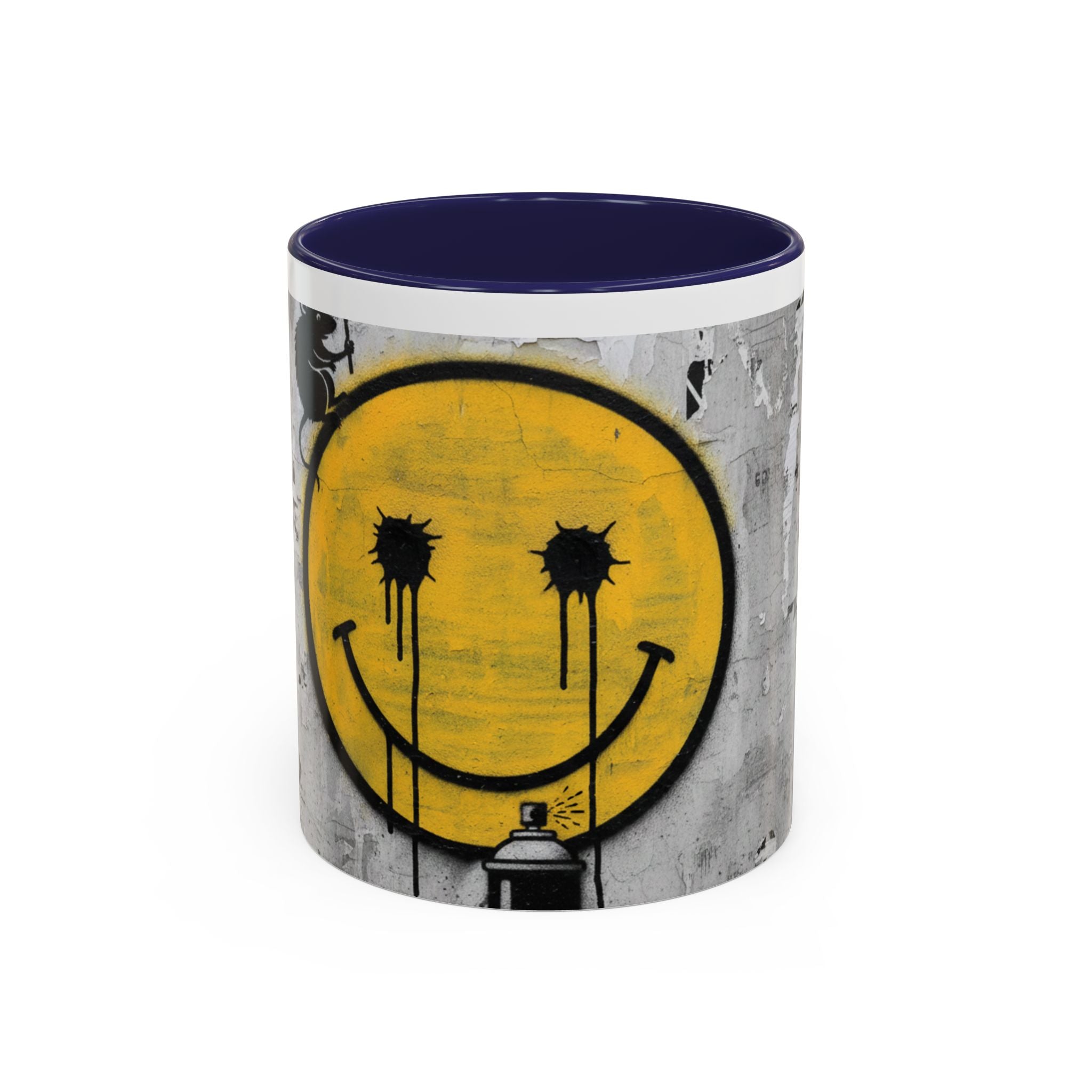 Graffiti Smiley Accent Coffee Mug – Dripping Eyes Street Art Design (11/15oz)