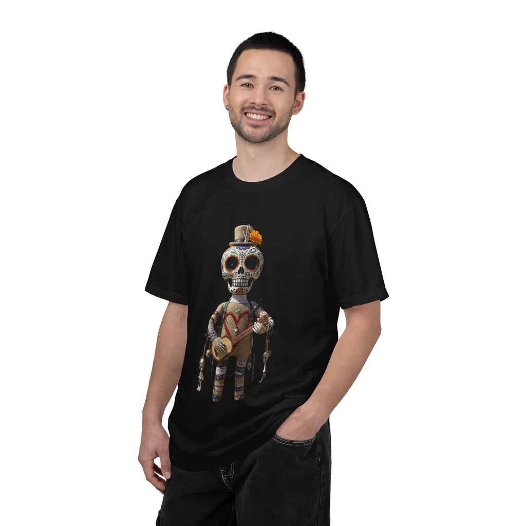 Day of the Dead Sugar Skull Doll T-Shirt — Skeleton Maraca Musician Tee
