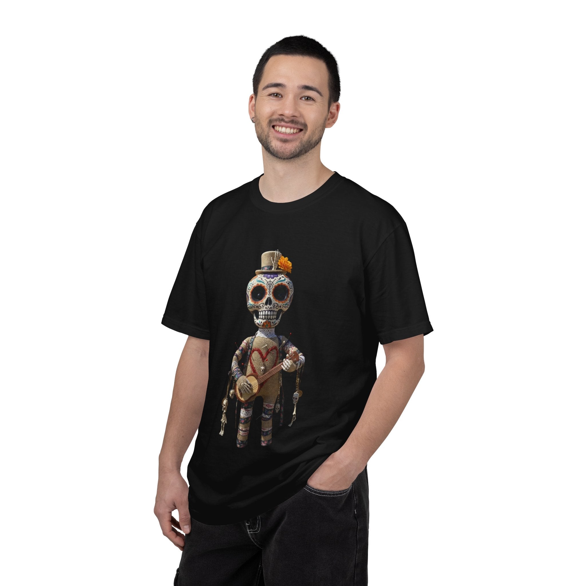Day of the Dead Sugar Skull Doll T-Shirt — Skeleton Maraca Musician Tee