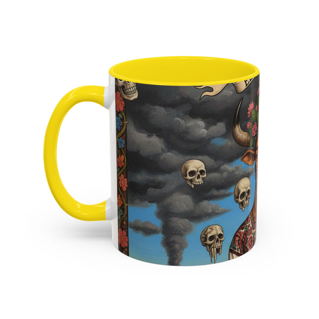 Surreal Folk Art Accent Mug — Cow Deity Holding Heart (11/15oz)