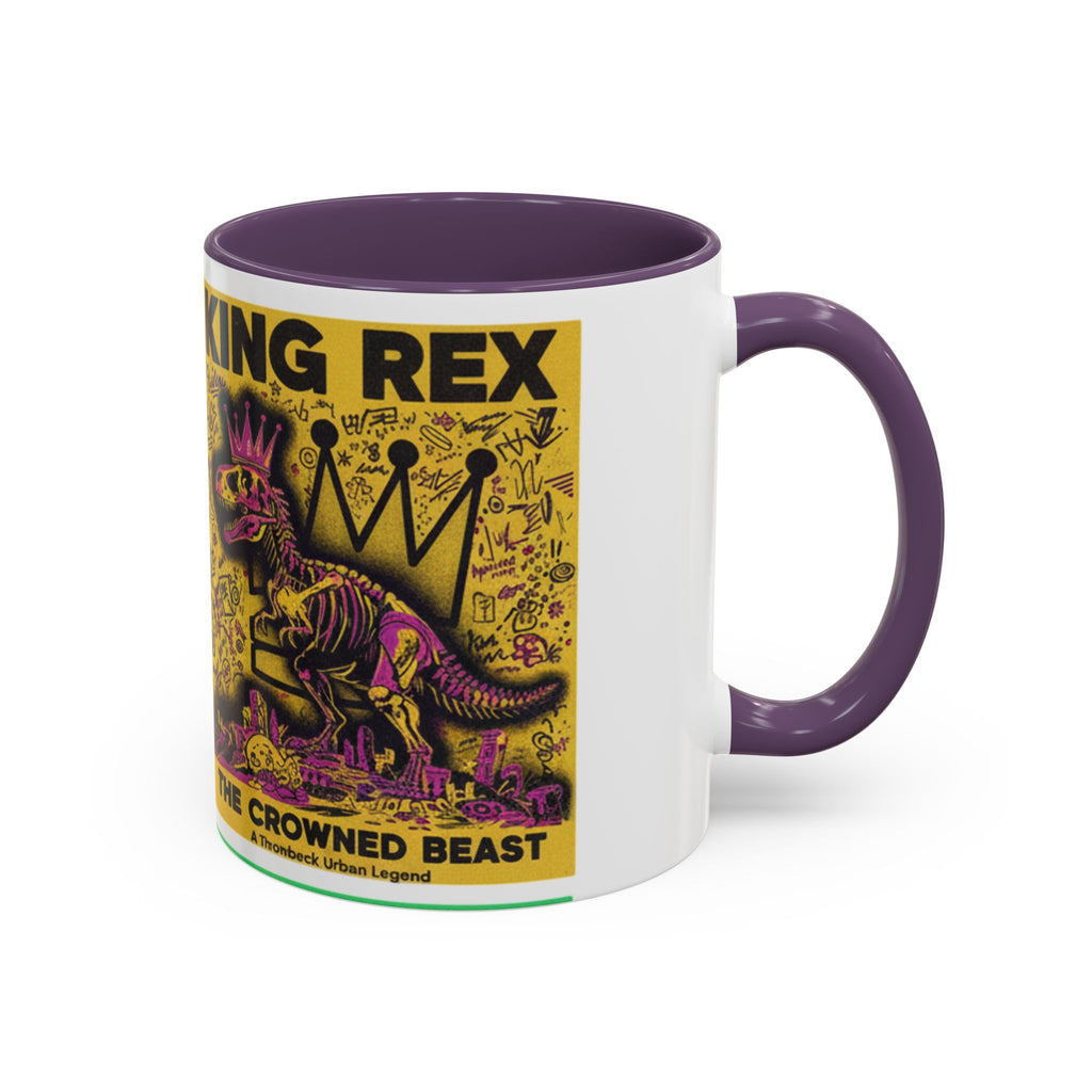 King Rex Pop-Art Coffee Mug — Retro Dinosaur Poster Accent Mug (11/15oz)