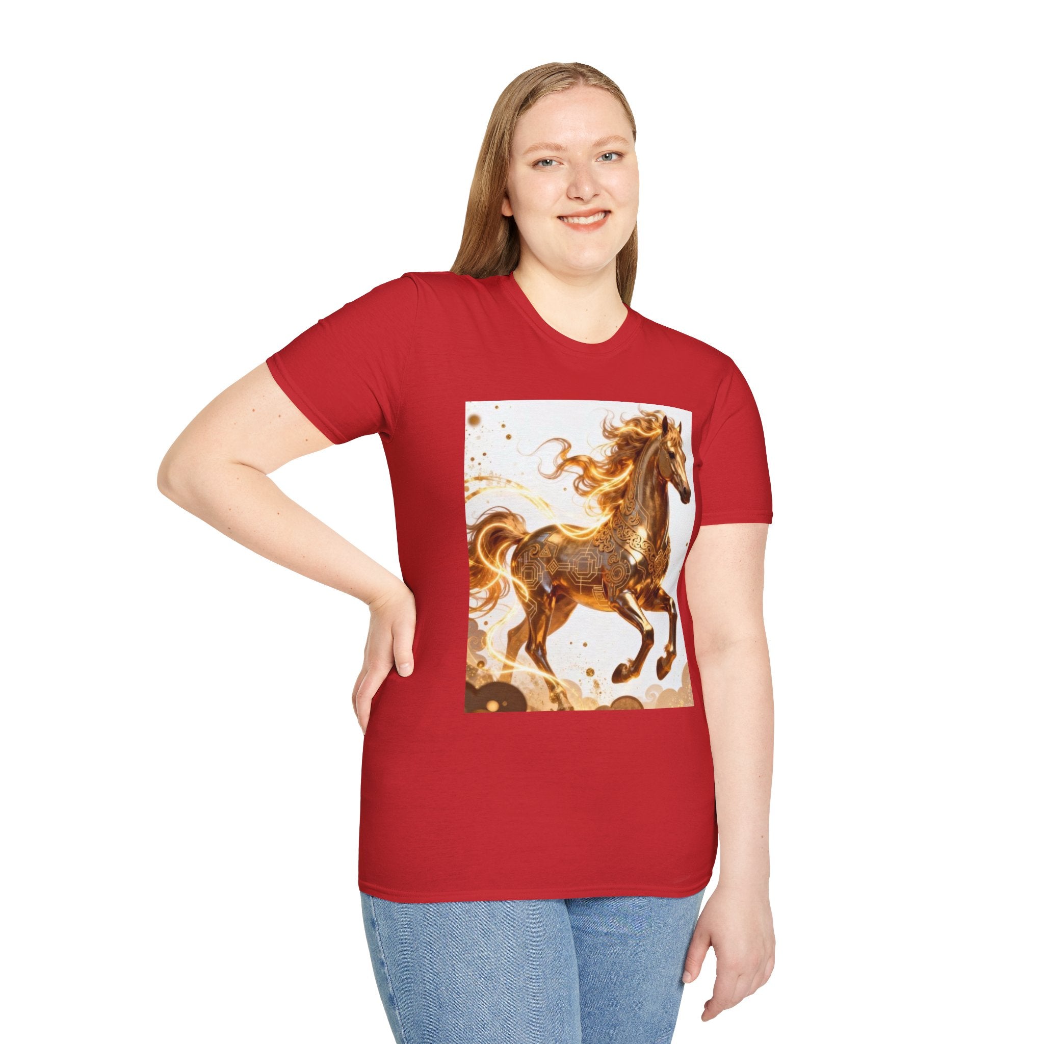Golden Gallop Horse T-Shirt — Metallic Foil Stallion Graphic Tee