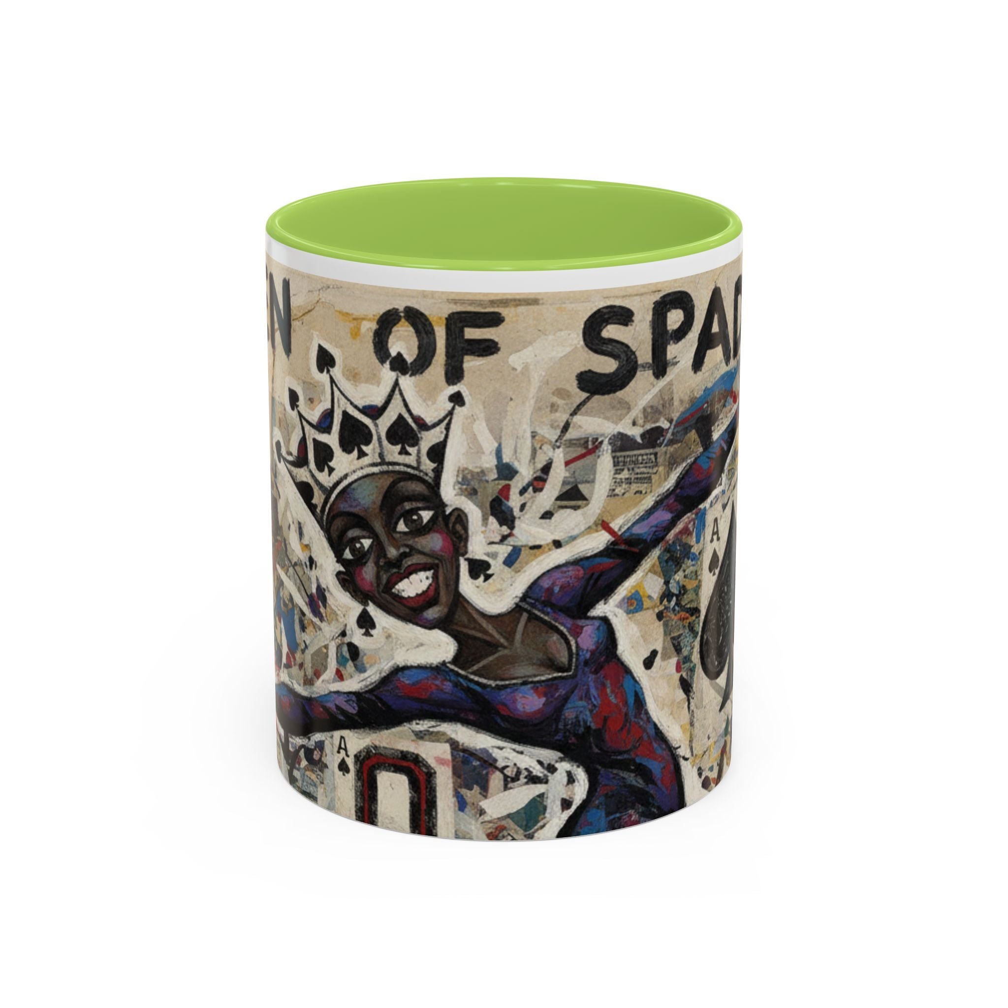 Queen of Spades Art Coffee Mug — Afrocentric Playing Card Design (11/15 oz)