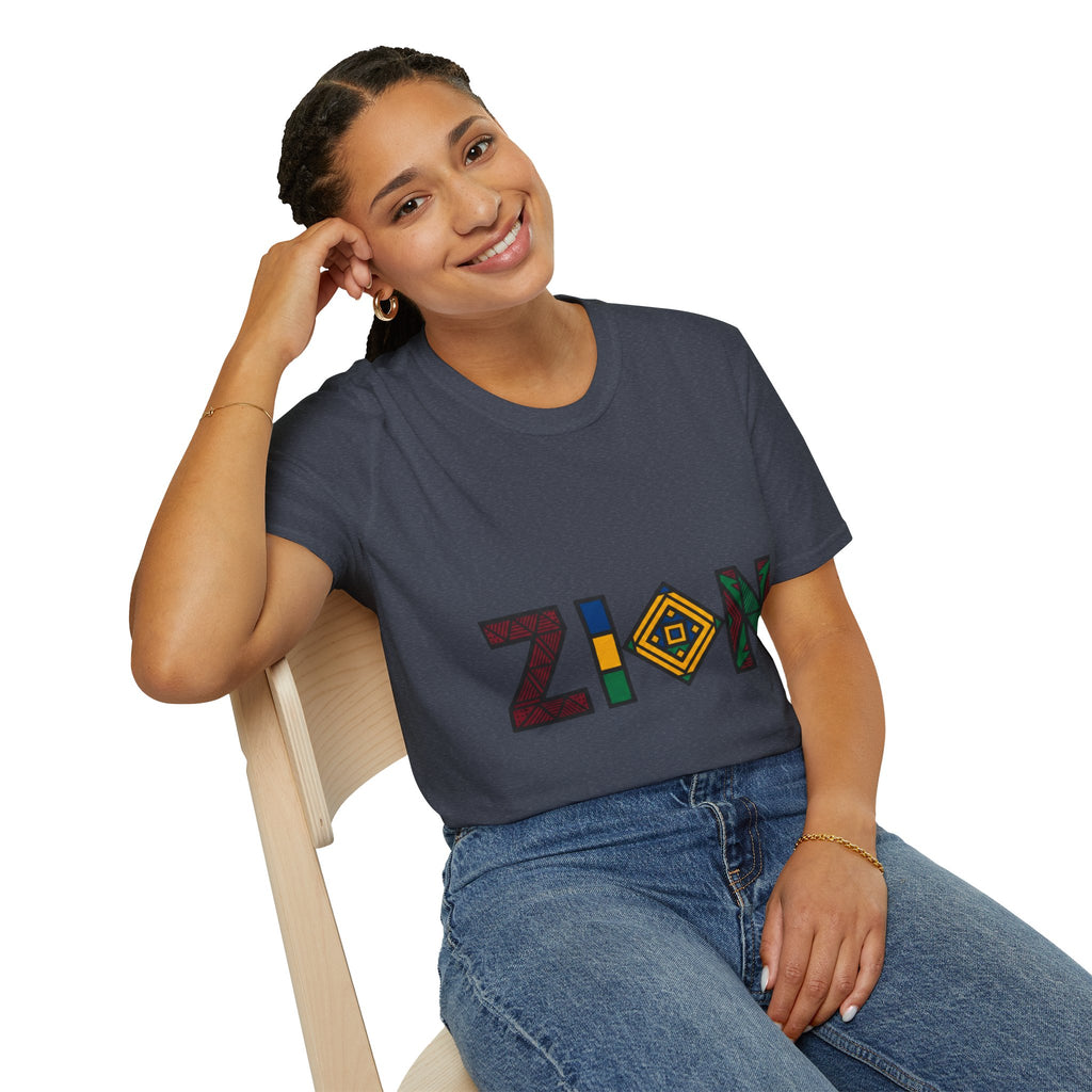 Zion Afrocentric Graphic T-Shirt — Bold Tribal Lettering