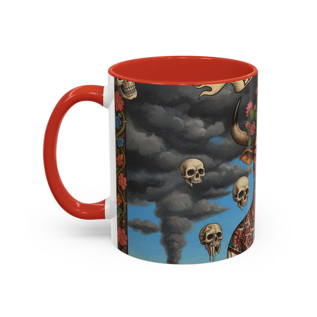 Surreal Folk Art Accent Mug — Cow Deity Holding Heart (11/15oz)