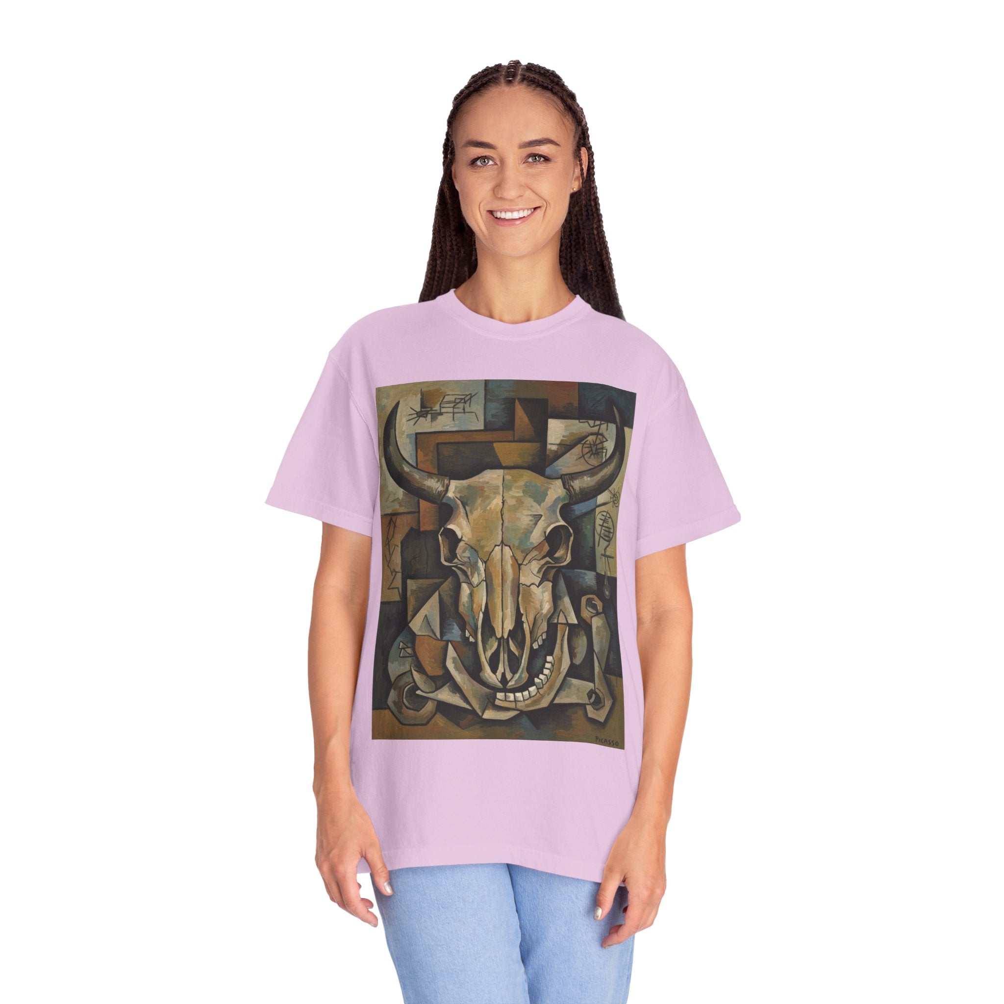 Bull Skull Art T-Shirt — Southwestern Cubist Skull Graphic Tee
