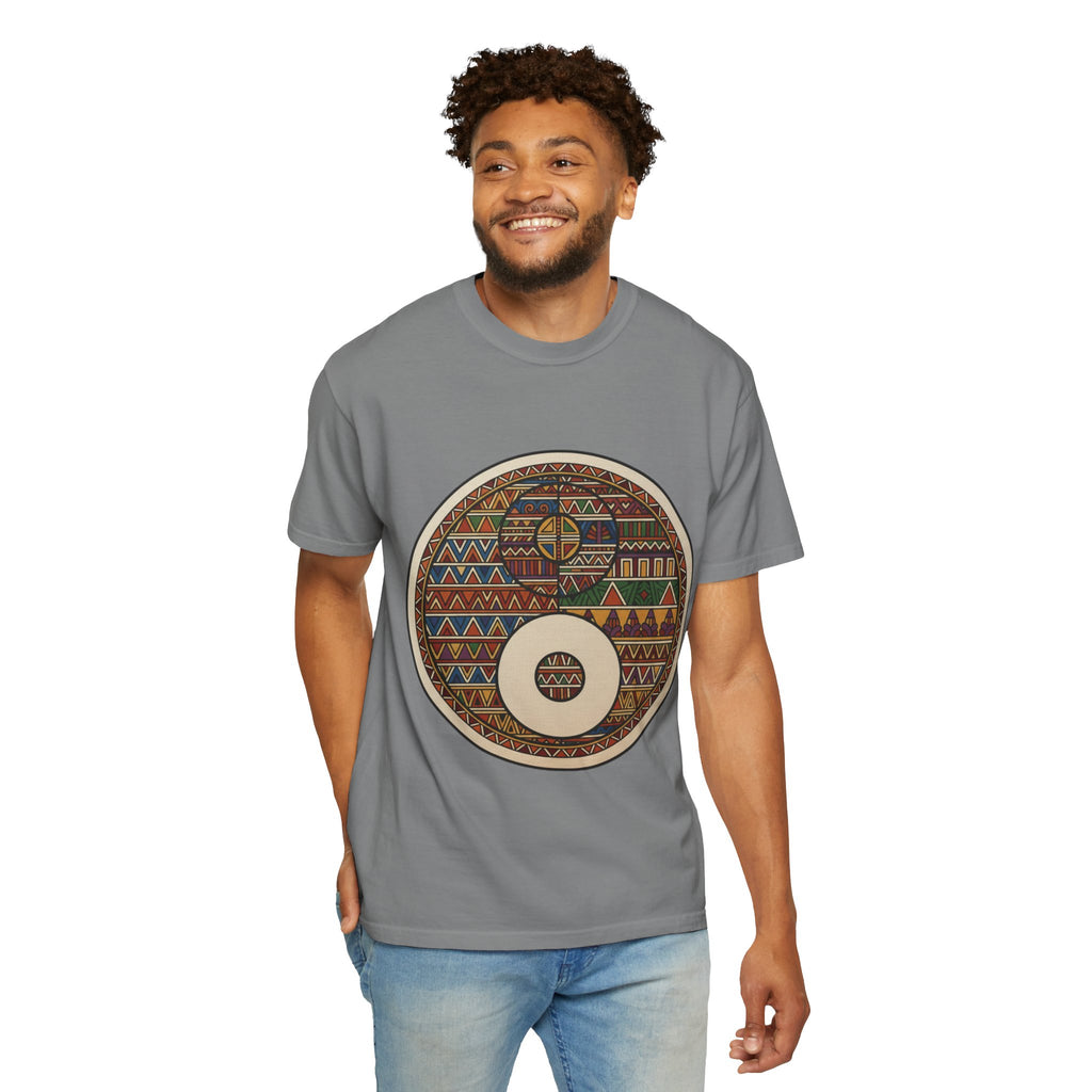 Aztec Drum Graphic T-Shirt — Tribal Pattern Music Tee