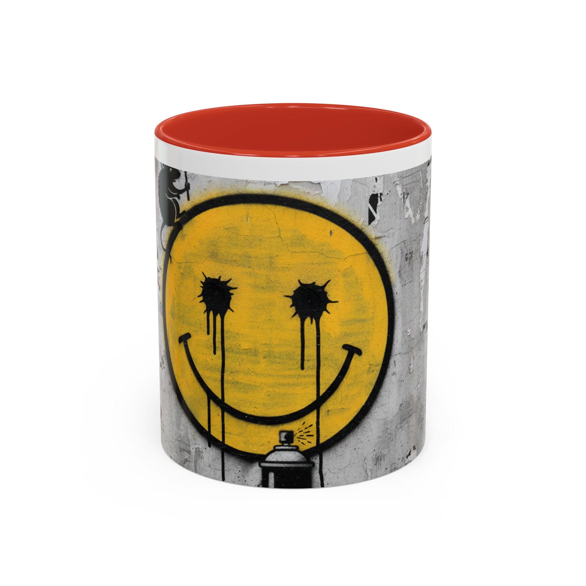 Graffiti Smiley Accent Coffee Mug – Dripping Eyes Street Art Design (11/15oz)