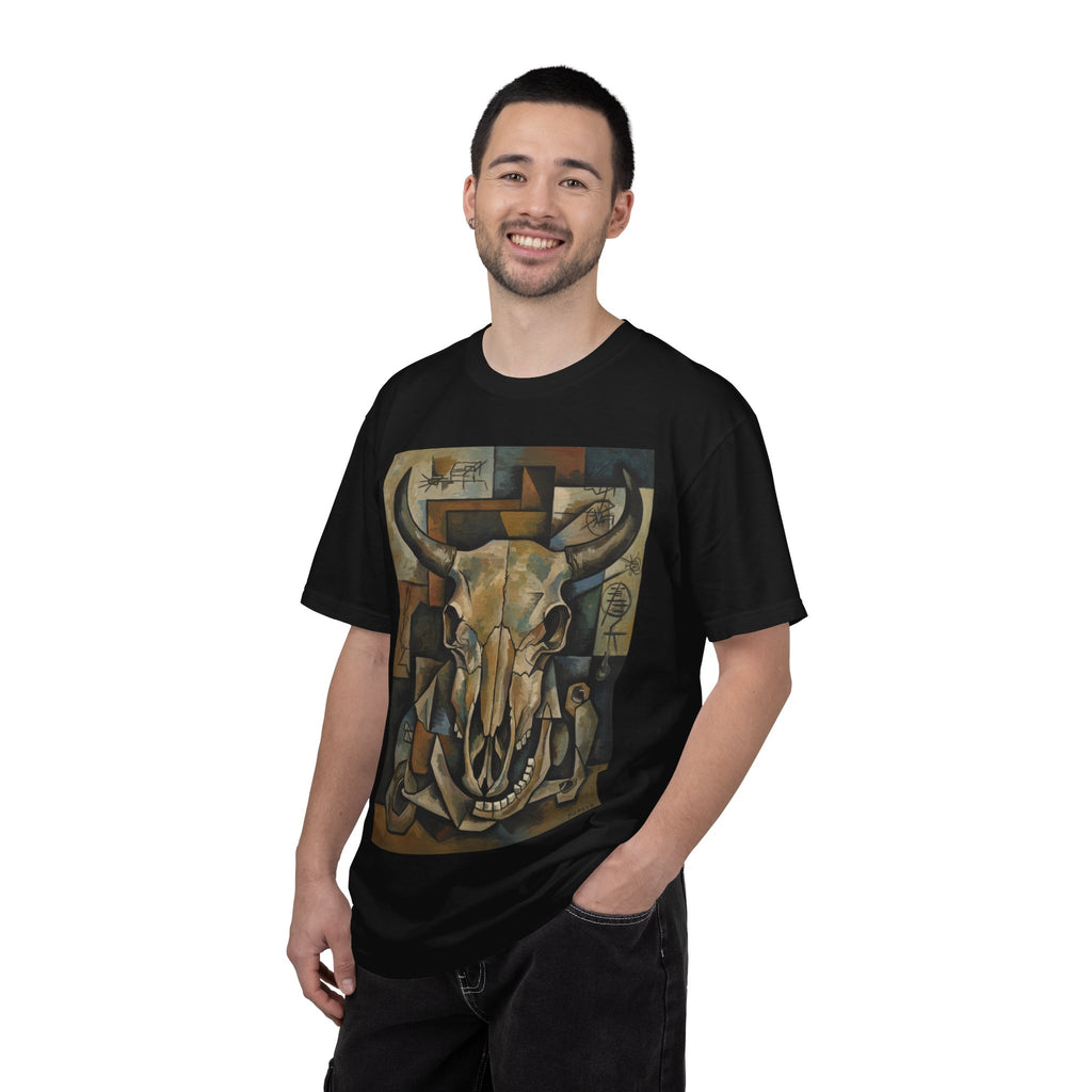 Bull Skull Art T-Shirt — Southwestern Cubist Skull Graphic Tee