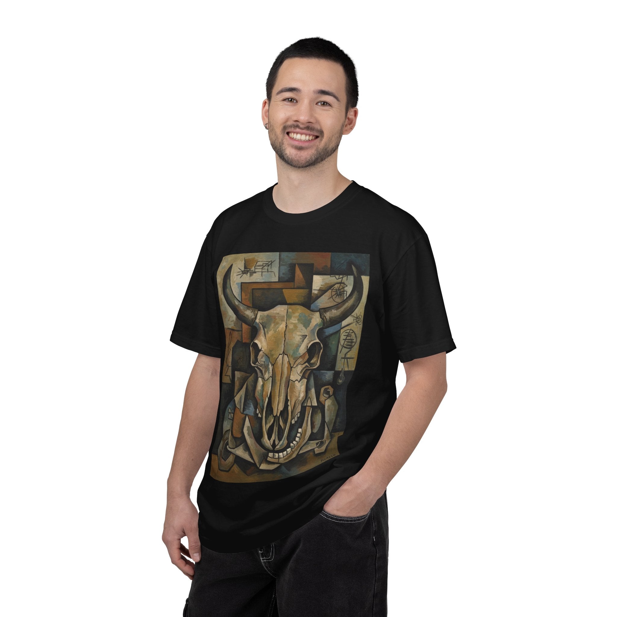 Bull Skull Art T-Shirt — Southwestern Cubist Skull Graphic Tee