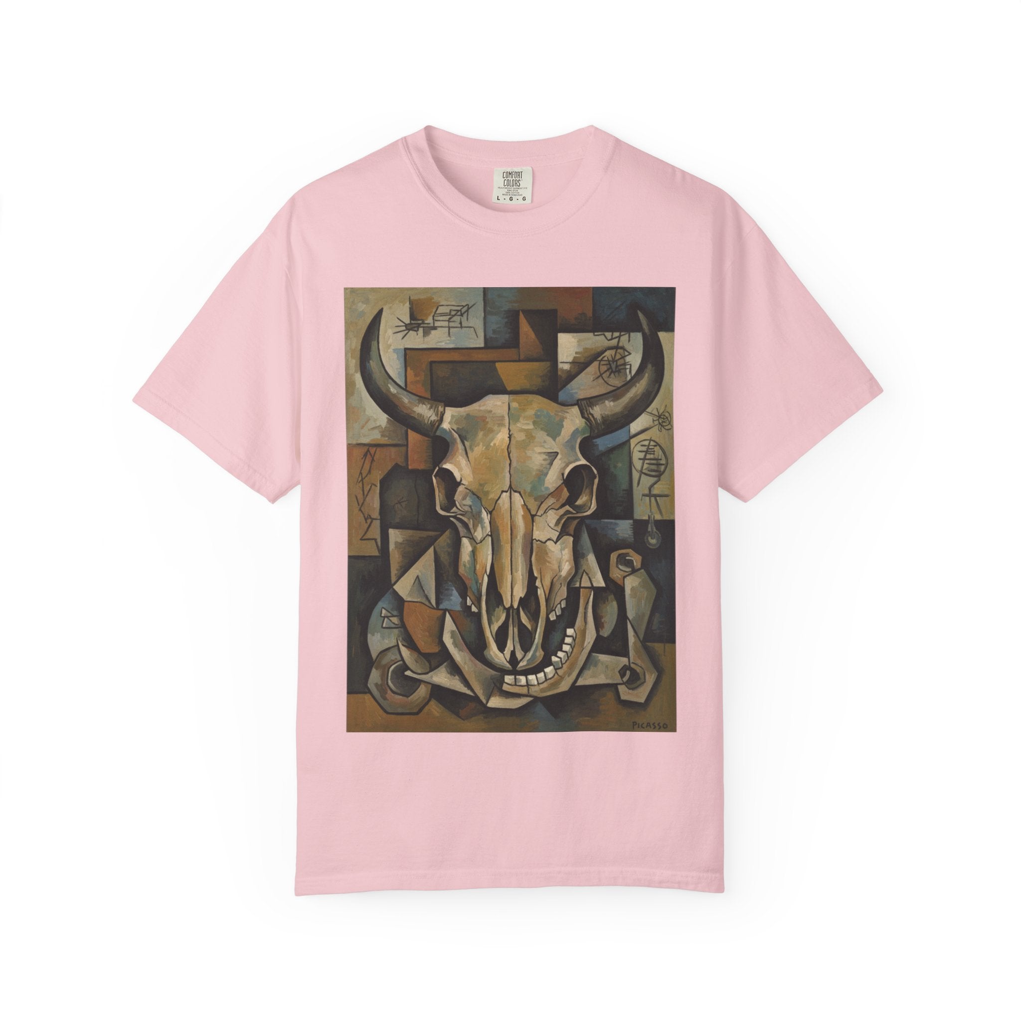 Bull Skull Art T-Shirt — Southwestern Cubist Skull Graphic Tee