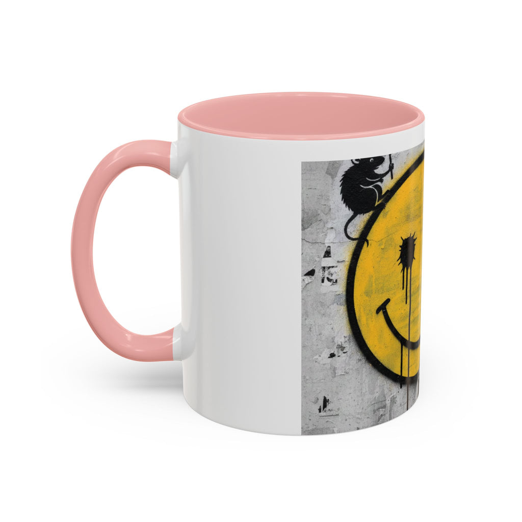 Graffiti Smiley Accent Coffee Mug – Dripping Eyes Street Art Design (11/15oz)