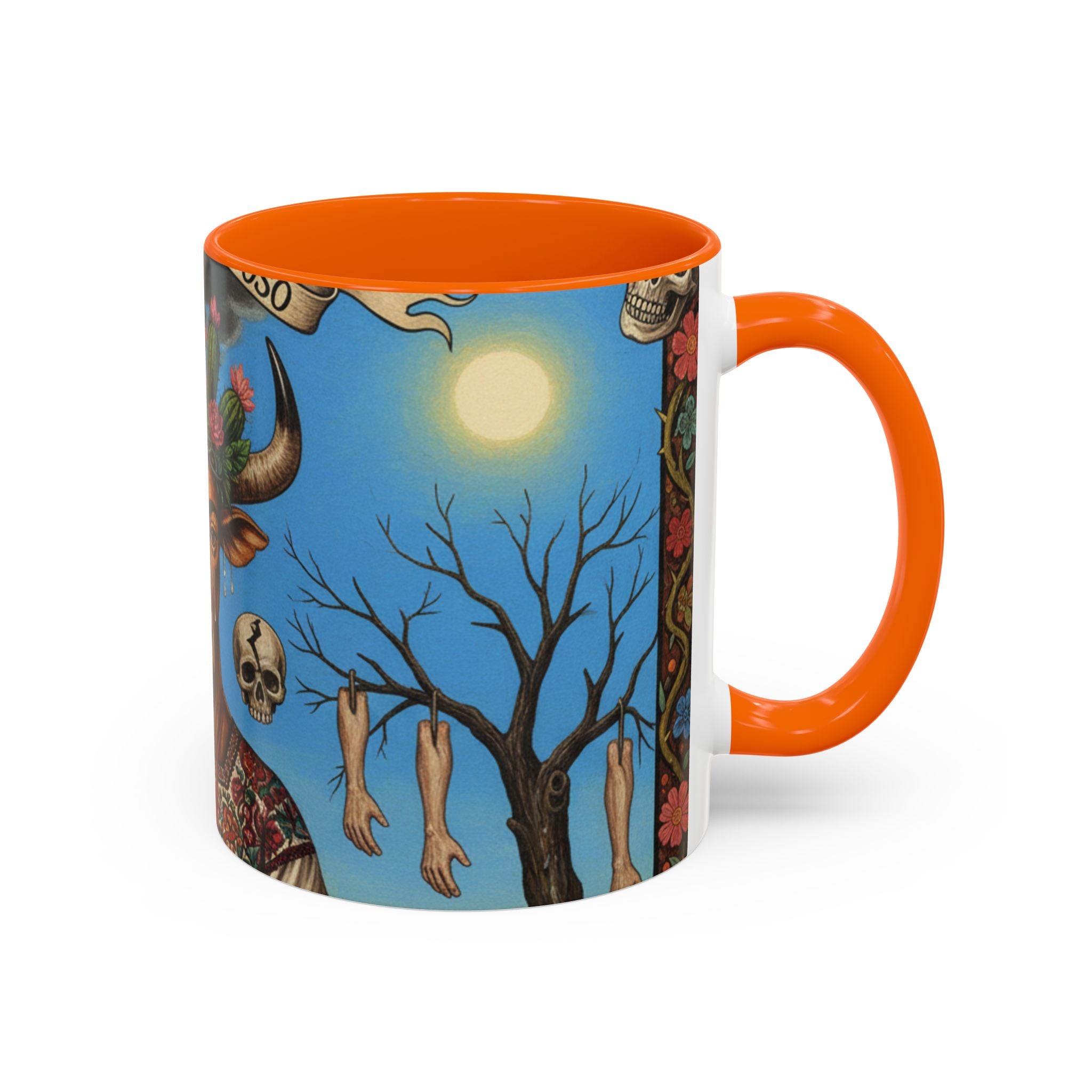 Surreal Folk Art Accent Mug — Cow Deity Holding Heart (11/15oz)