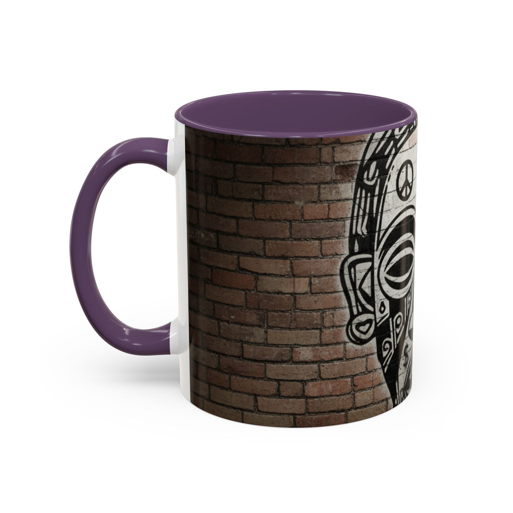 Tribal Mask Street Art Accent Coffee Mug — Graffiti Skull Design (11/15oz)