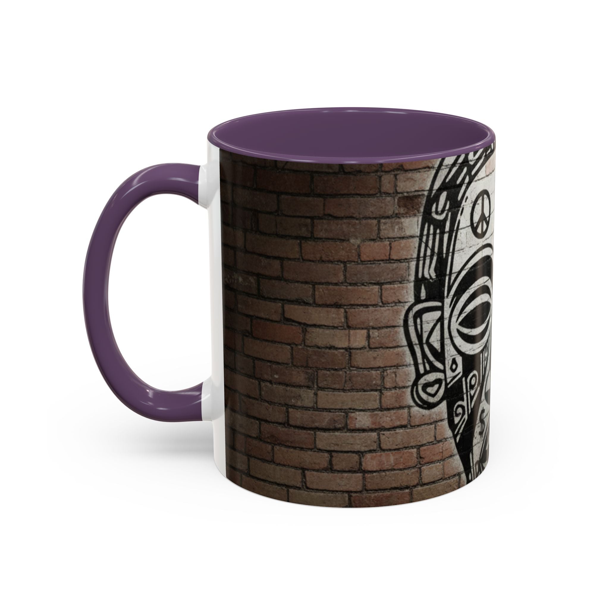 Tribal Mask Street Art Accent Coffee Mug — Graffiti Skull Design (11/15oz)