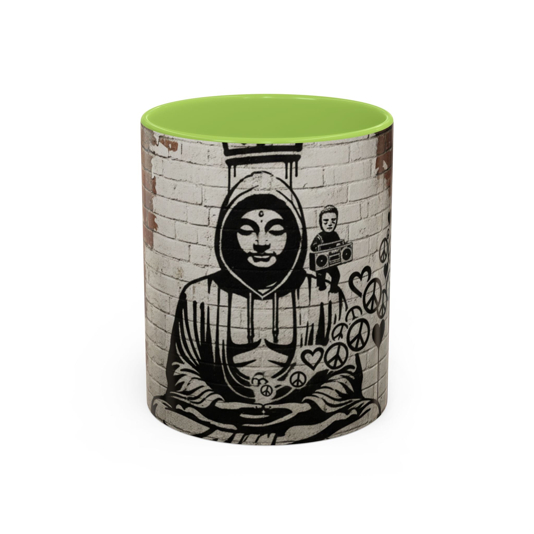Buddha Street Art Accent Coffee Mug — Graffiti Meditation Design